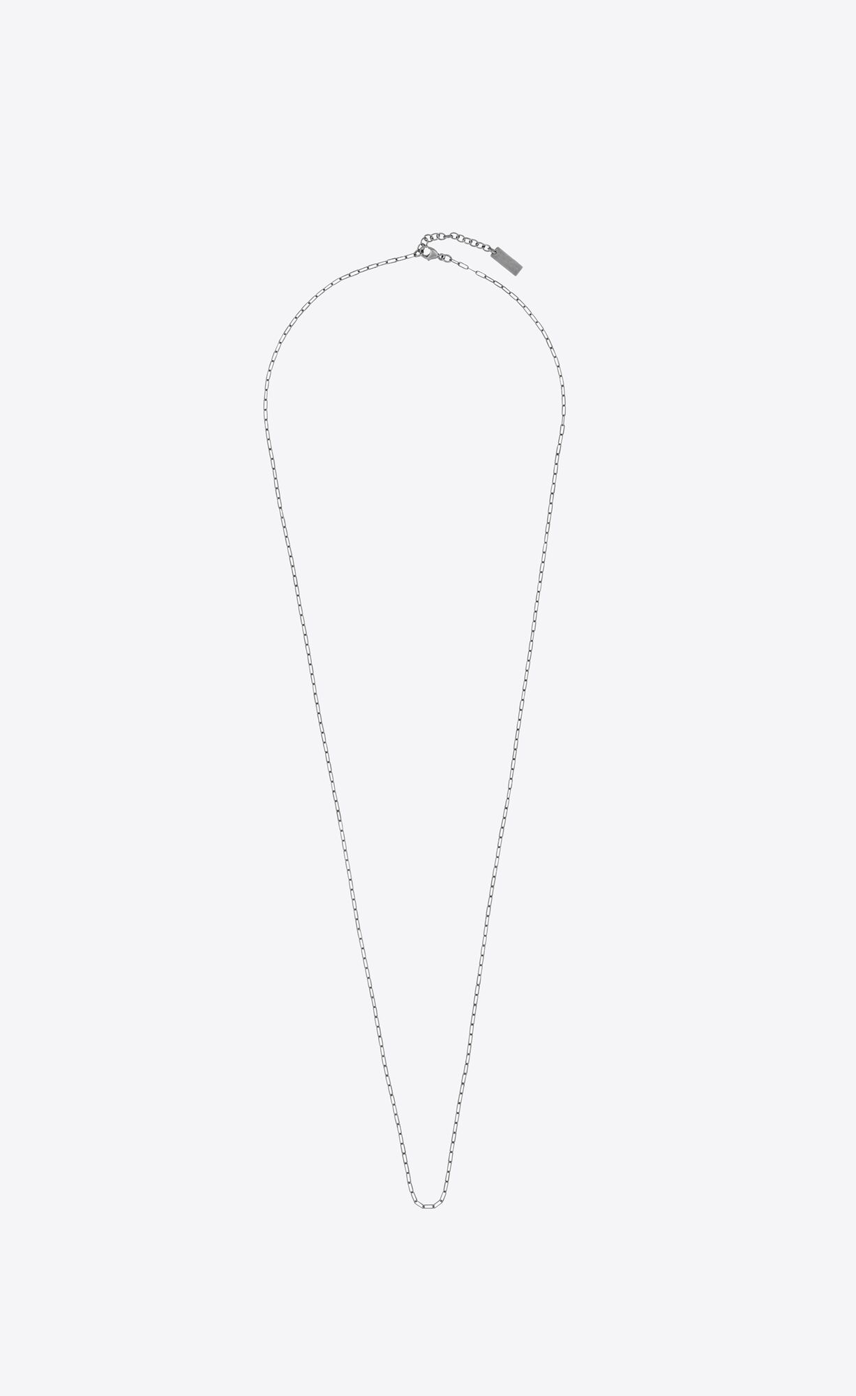 YSL Long Rectangular Chain Necklace In Metal Oxidized Silver | LMCFO6782