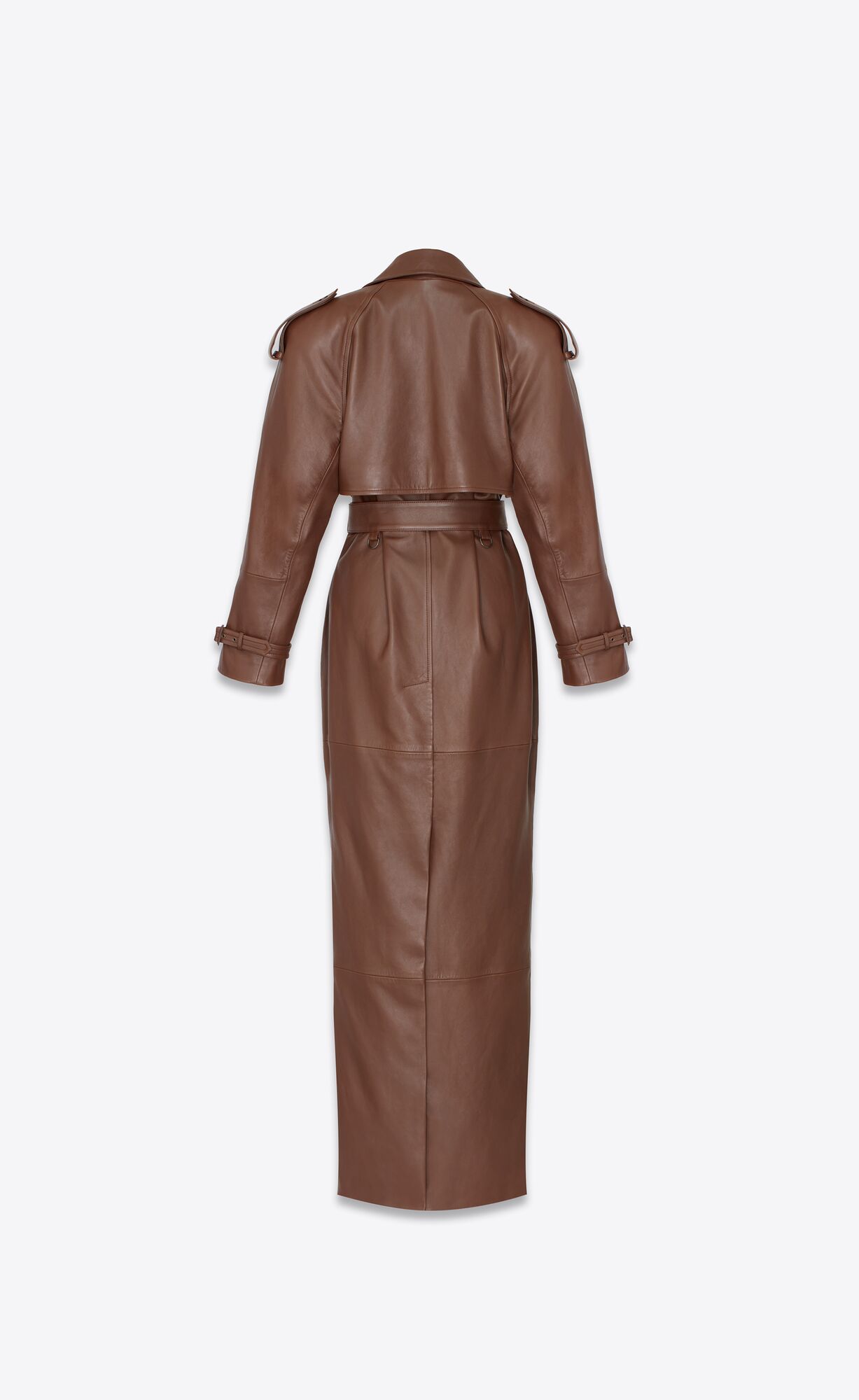 YSL Long Trench In Lambskin Brun Chene | AFTQG2537