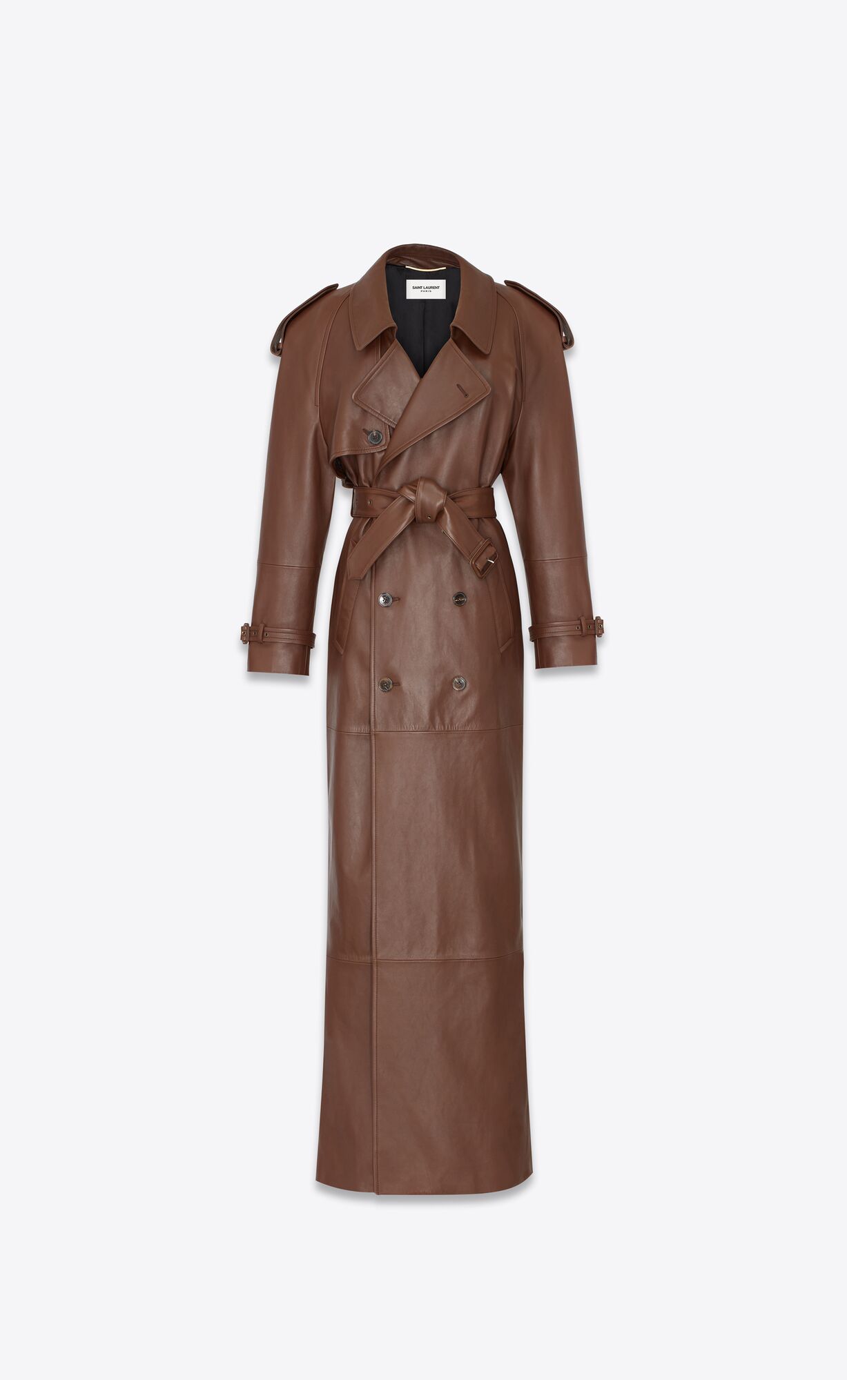 YSL Long Trench In Lambskin Brun Chene | AFTQG2537