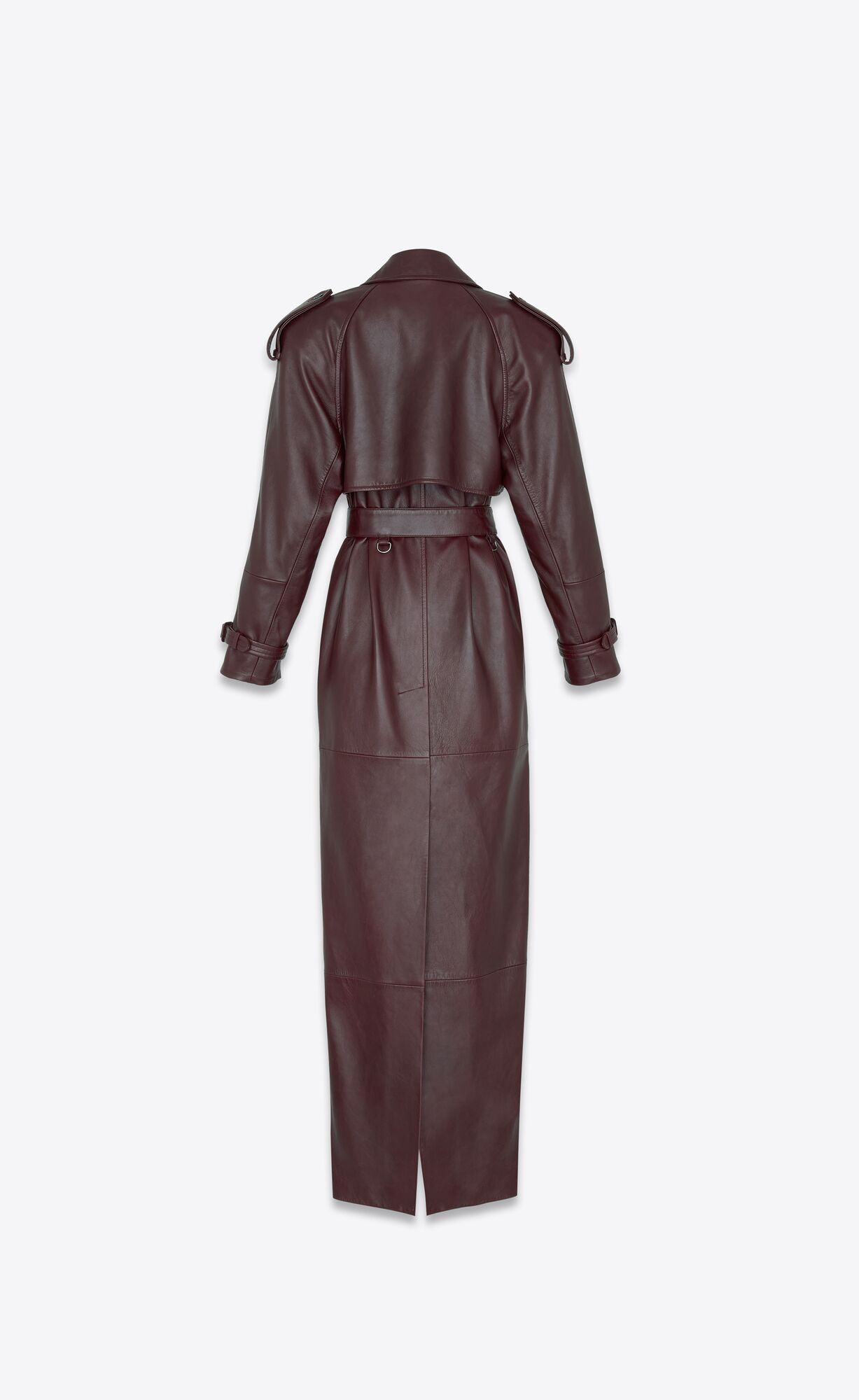 YSL Long Trench In Shiny Lambskin Bordeaux | RMQXP8195