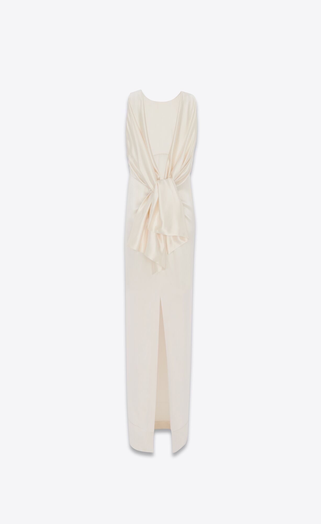 YSL Long Tube Dress In Crepe Satin Craie | MKFBU4319