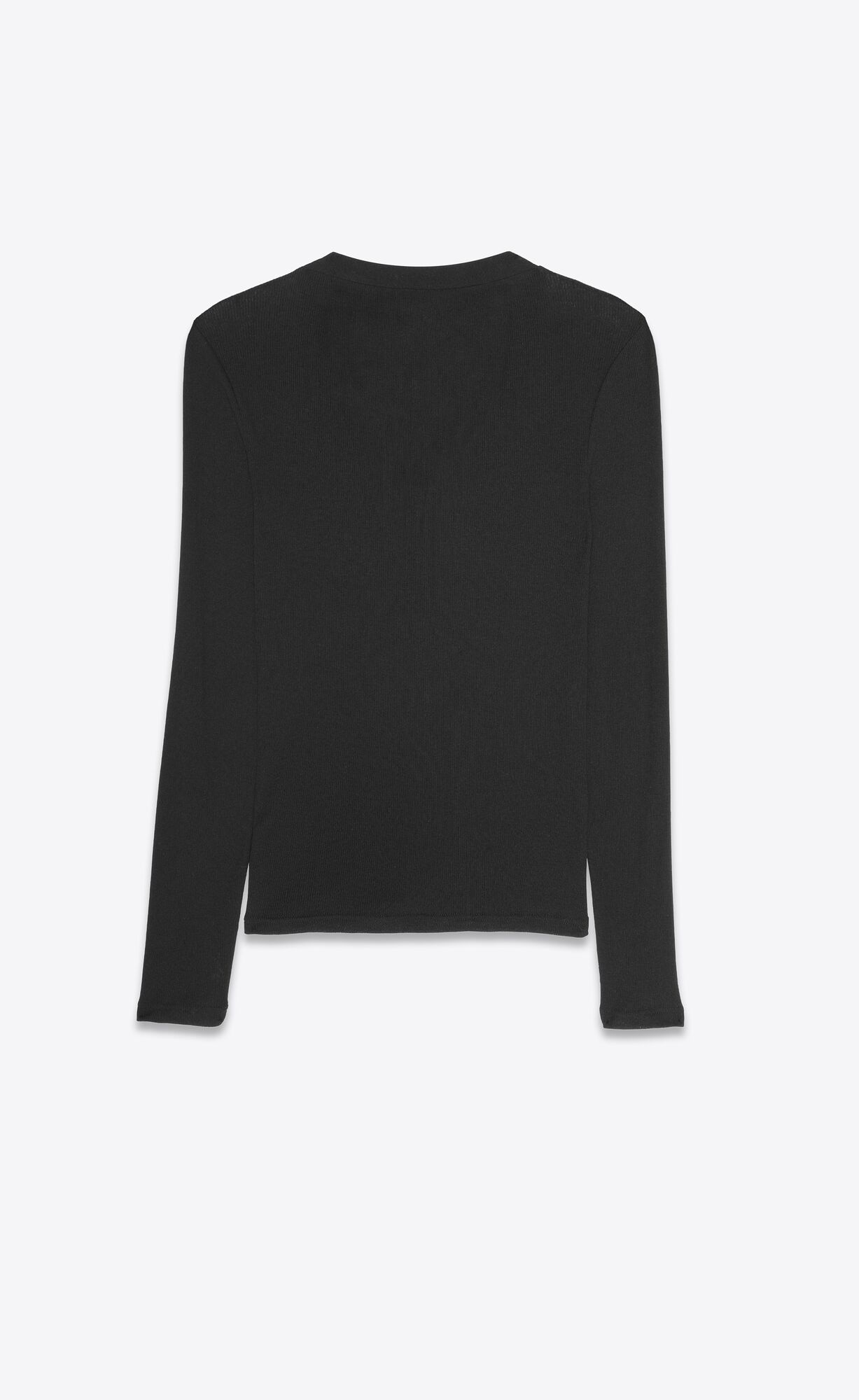 YSL Long-sleeve T-shirt In Ribbed Jersey Noir | SQBTF4971