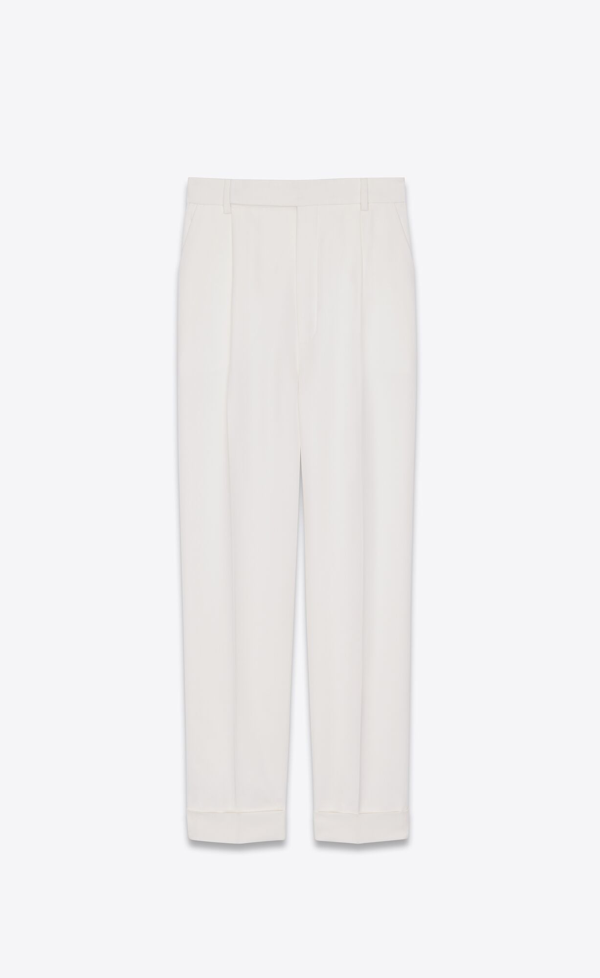 YSL Loose-fit Pants In Grain De Poudre Chalk | FQXPU6729