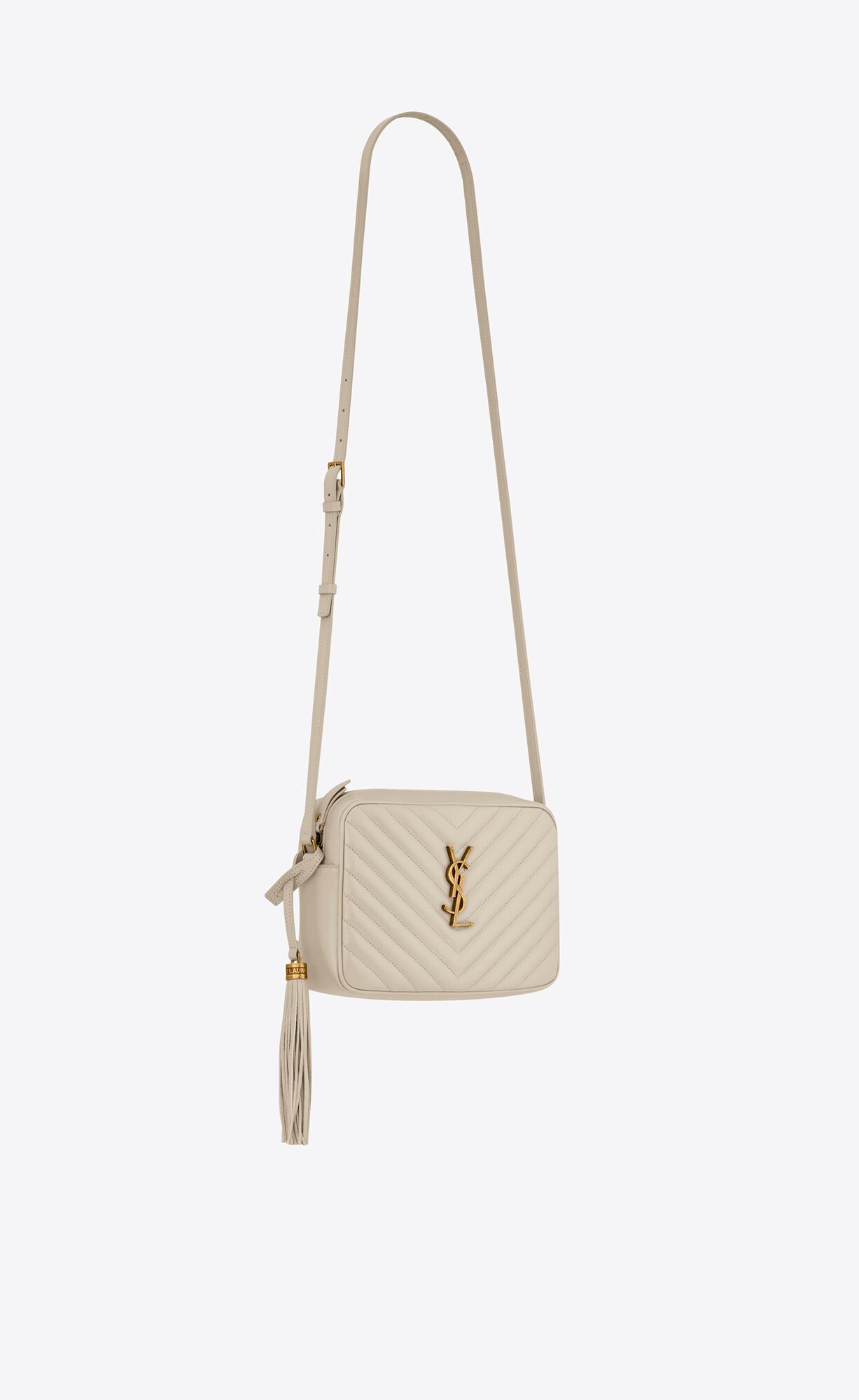 YSL Lou Camera Bag In Quilted Leather Blanc Vintage | BAKOL4185