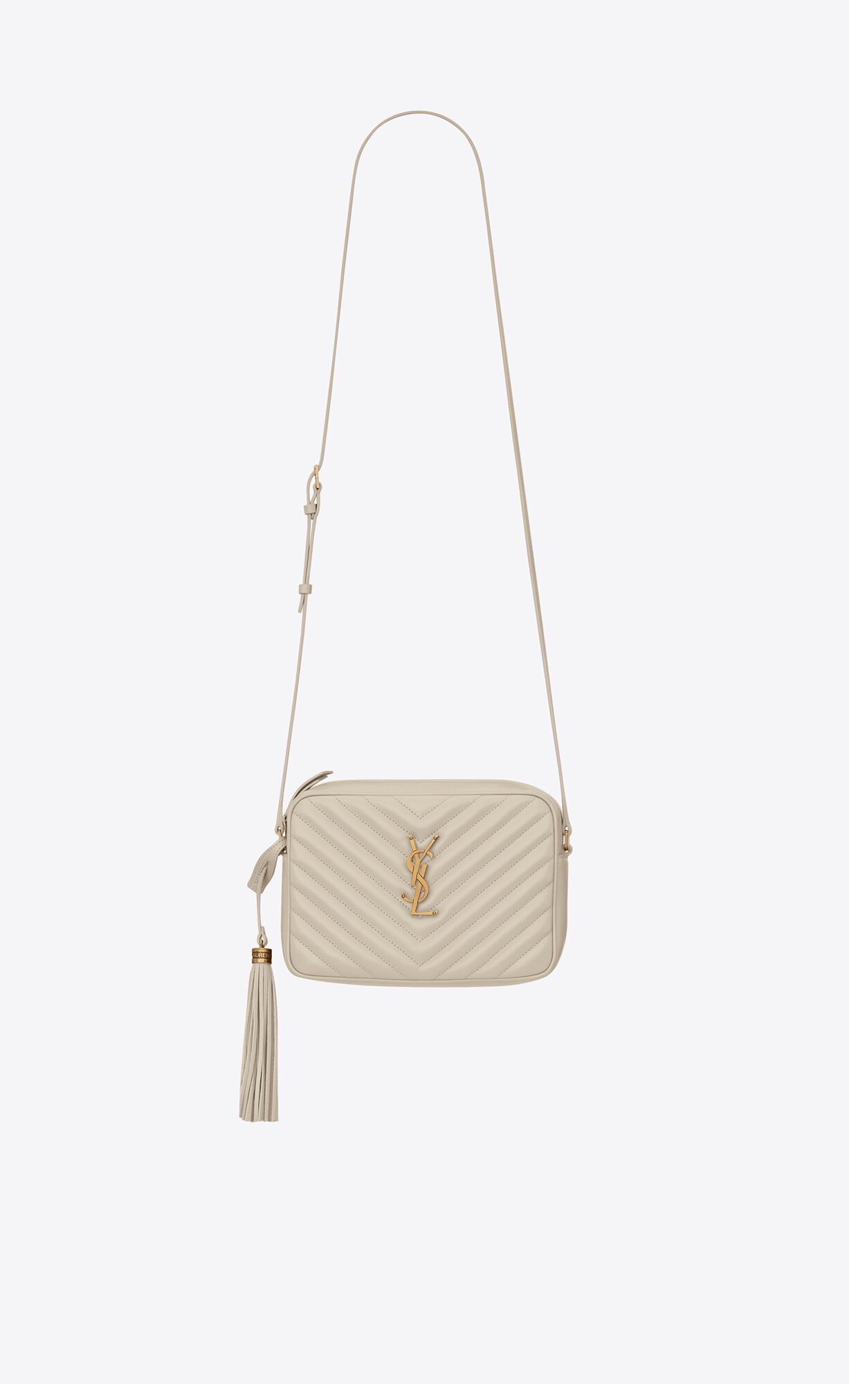 YSL Lou Camera Bag In Quilted Leather Blanc Vintage | BAKOL4185