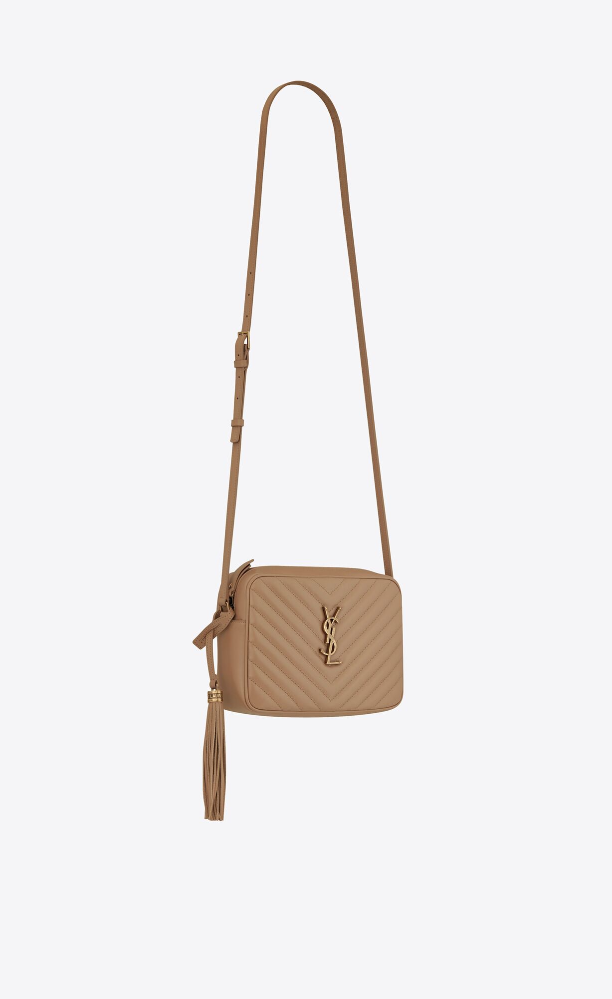 YSL Lou Camera Bag In Quilted Leather Taupe | ZIWYD7401