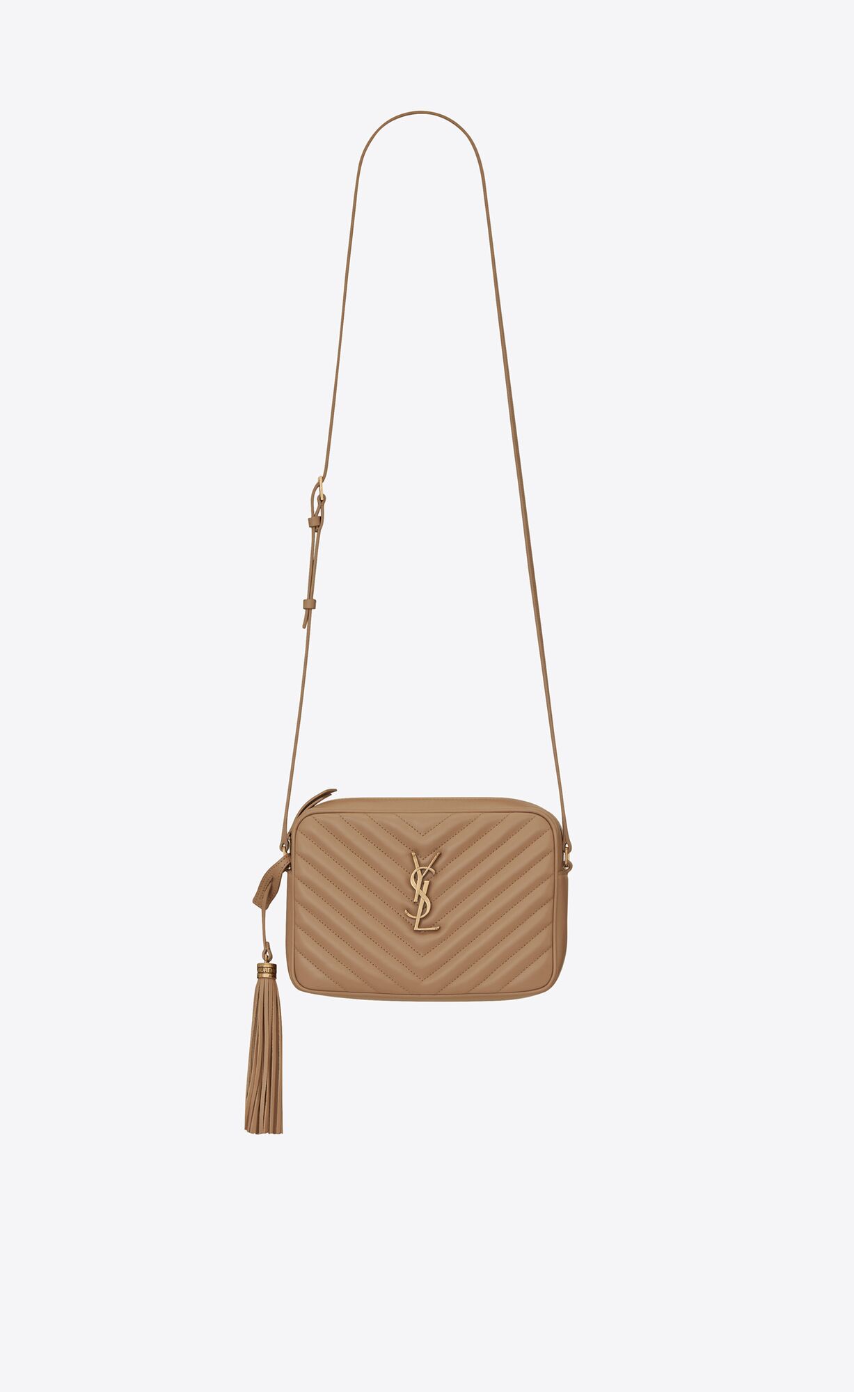 YSL Lou Camera Bag In Quilted Leather Taupe | ZIWYD7401