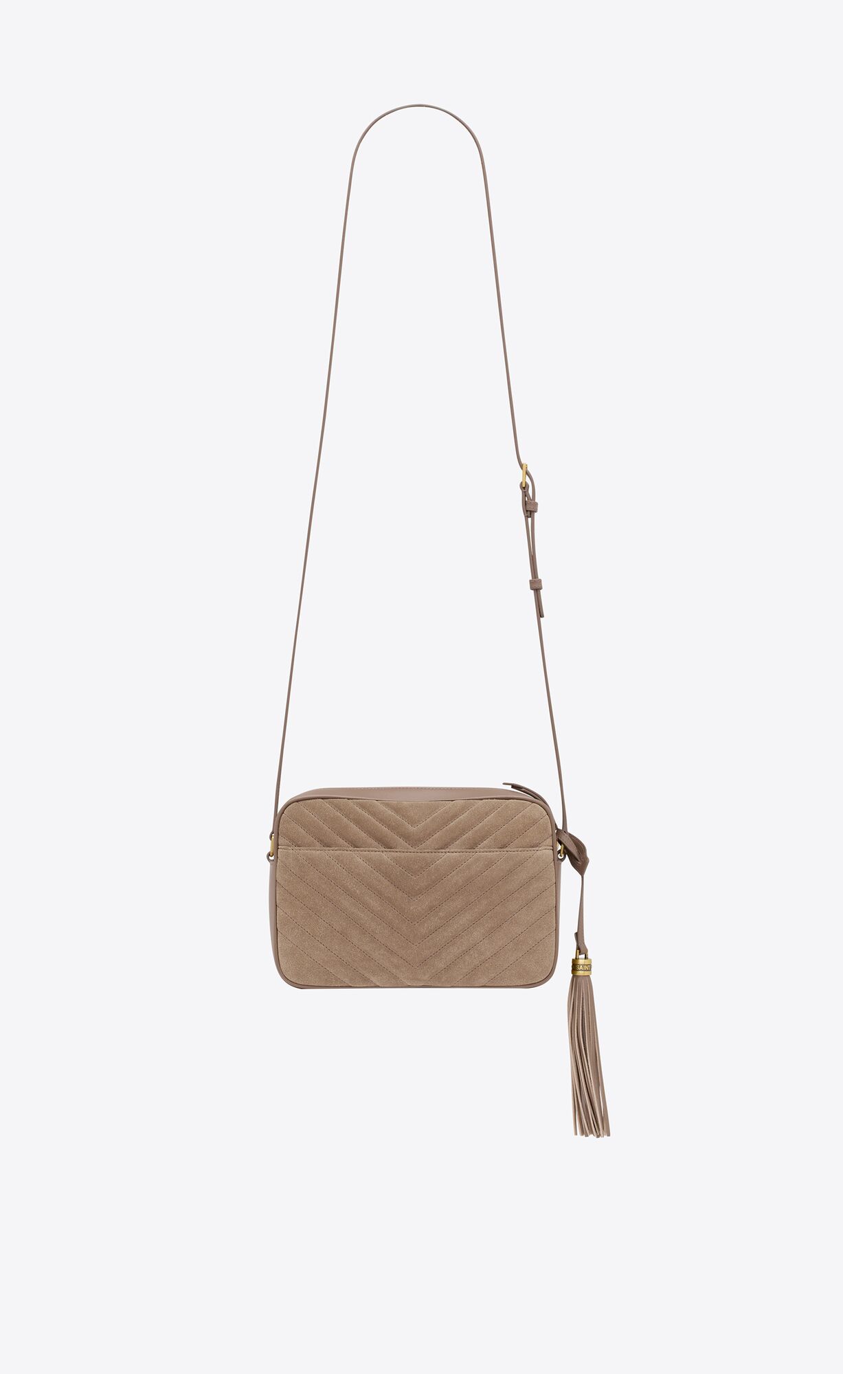 YSL Lou Camera Bag In Quilted Suede Taupe | XBVAO5980