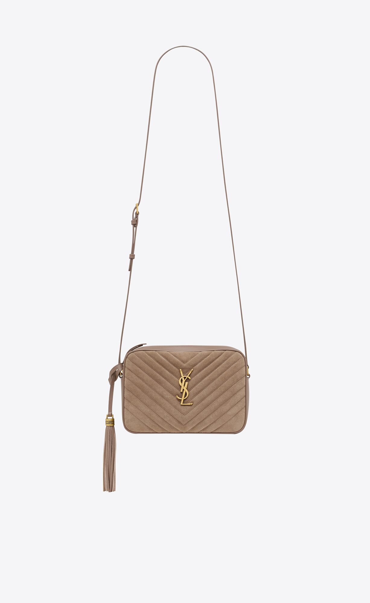 YSL Lou Camera Bag In Quilted Suede Taupe | XBVAO5980