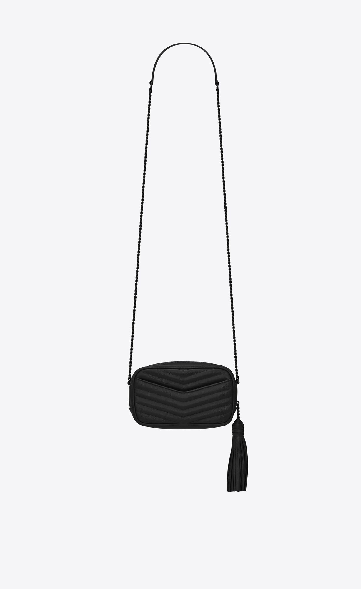 YSL Lou Mini Bag In Quilted Grain De Poudre Embossed Leather Black | FJCSU7035