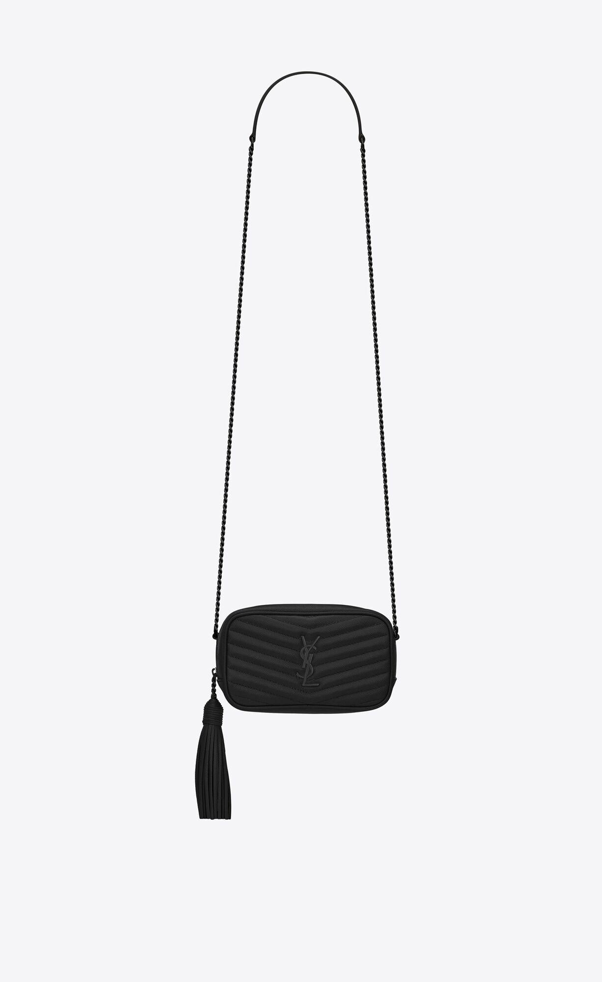 YSL Lou Mini Bag In Quilted Grain De Poudre Embossed Leather Black | FJCSU7035