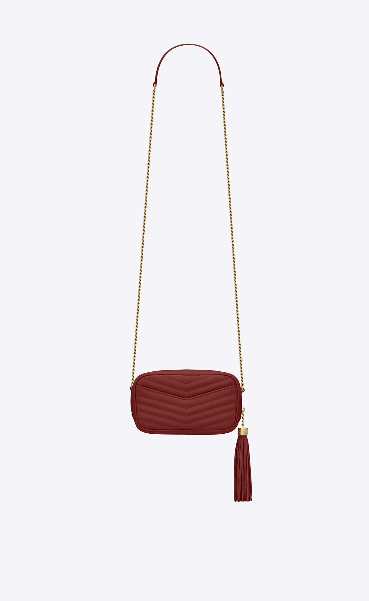 YSL Lou Mini Bag In Quilted Grain De Poudre Embossed Leather Rouge Opyum | FQKAH3176