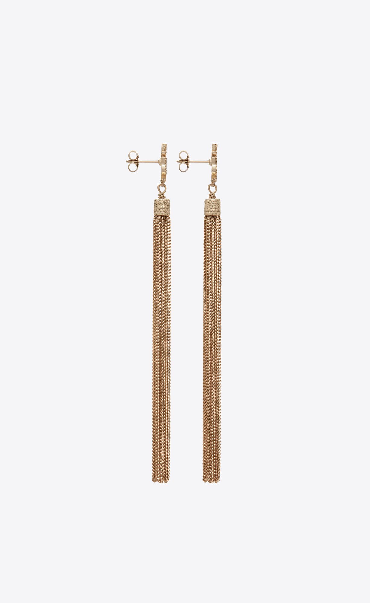 YSL Loulou Earrings With Chain Tassels In Light Gold-colored Brass Pale Gold | BYZMA5076