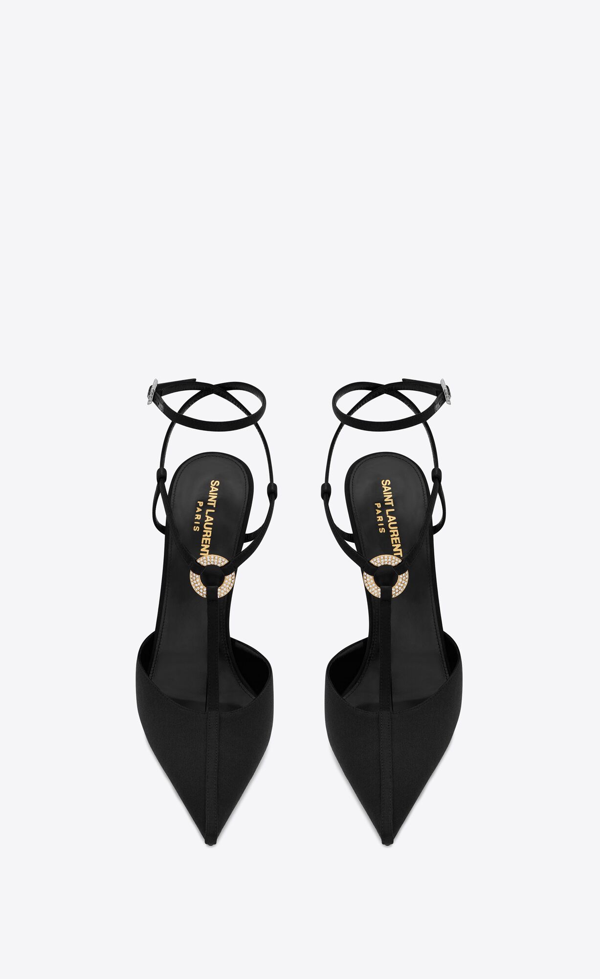 YSL Luna Slingback Pumps In Crepe Satin Black | SHOGT4260