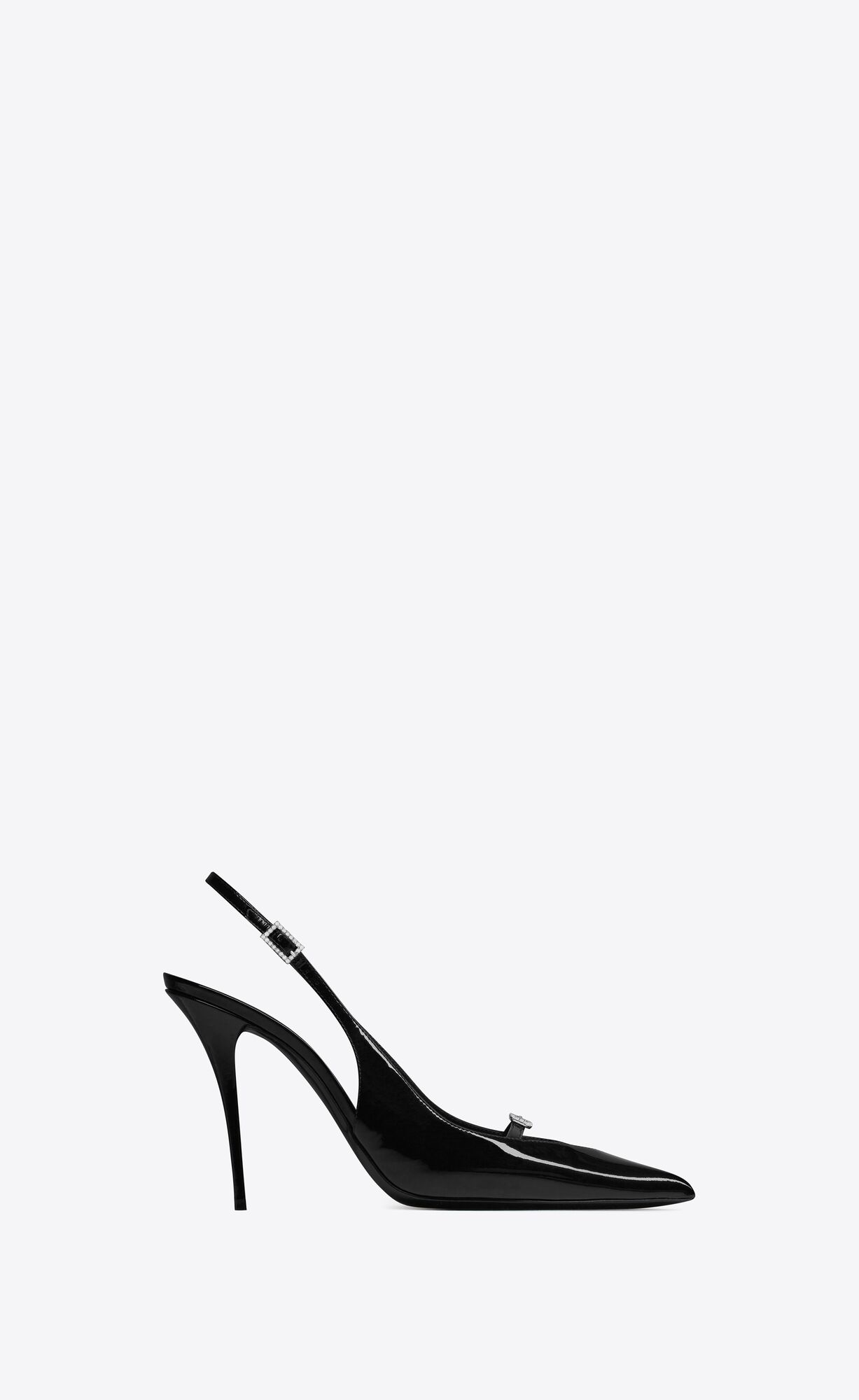 YSL Luna Slingback Pumps In Patent Leather Black | NAXZE7980