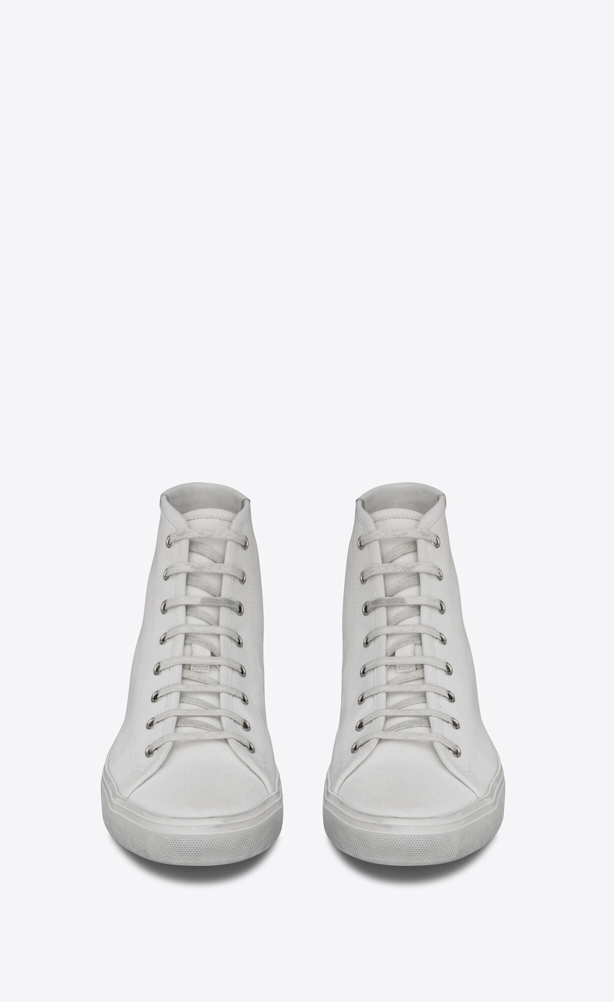 YSL Malibu Mid-top Sneakers In Canvas And Leather Optic White | EAISL8671