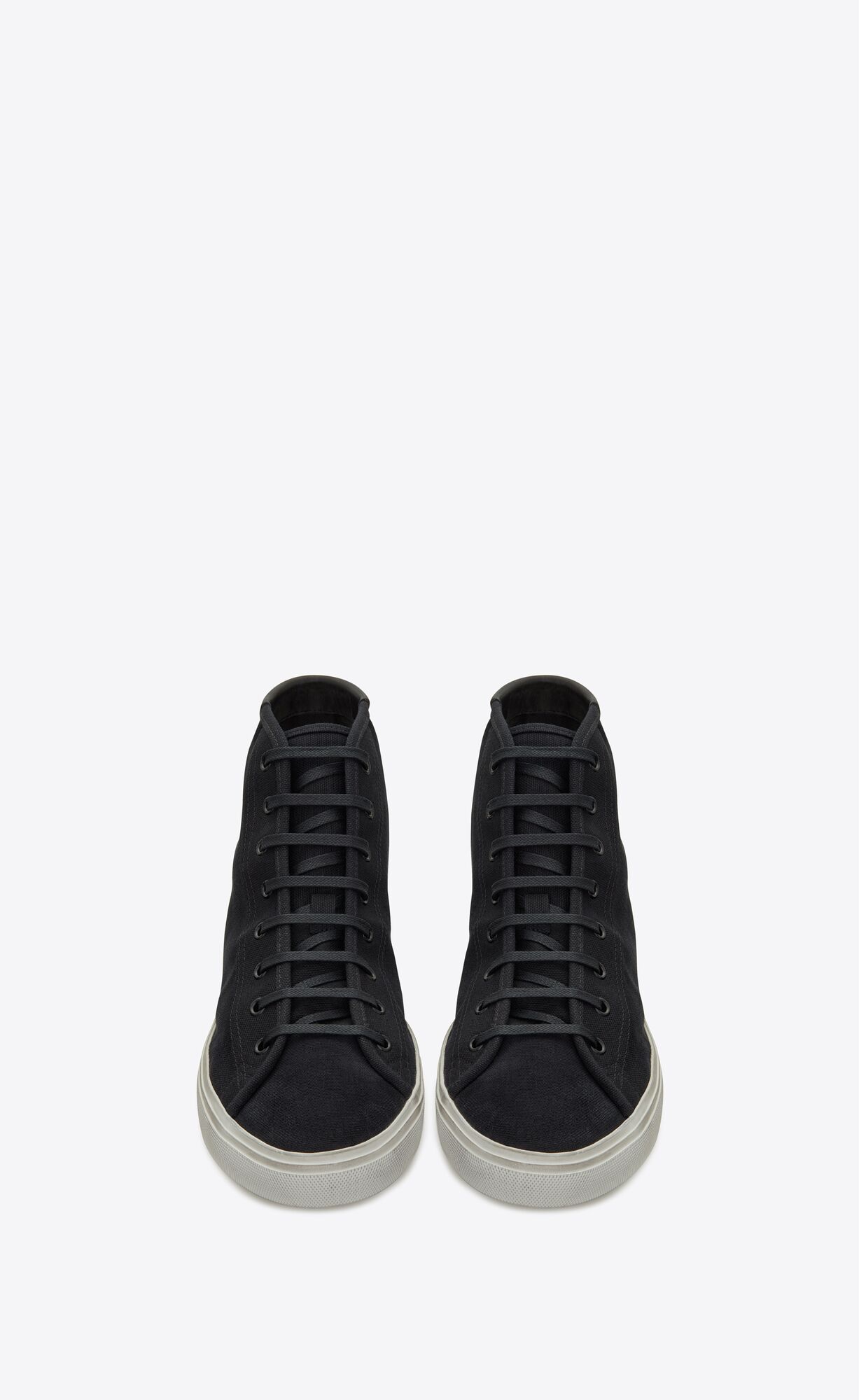 YSL Malibu Mid-top Sneakers In Canvas And Leather Black | EVLZB1057