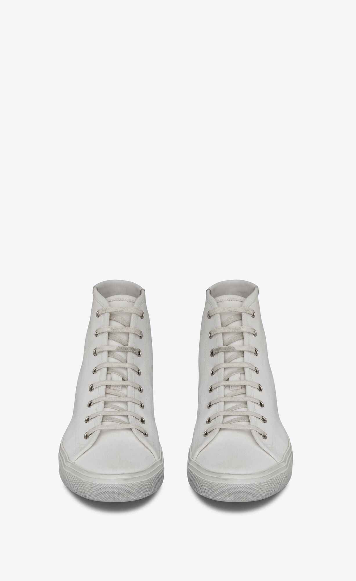 YSL Malibu Mid-top Sneakers In Canvas And Leather Optic White | WSUZR3127