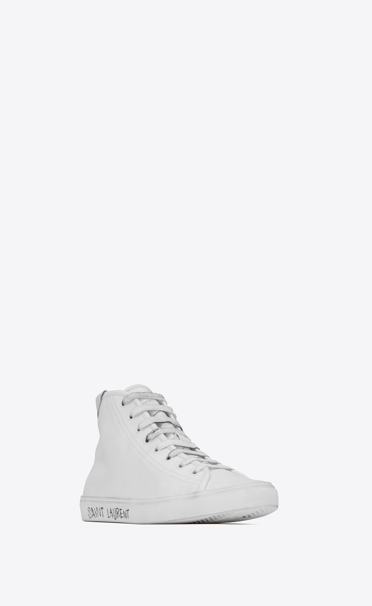 YSL Malibu Mid-top Sneakers In Smooth Leather Optic White | AXDVU5820