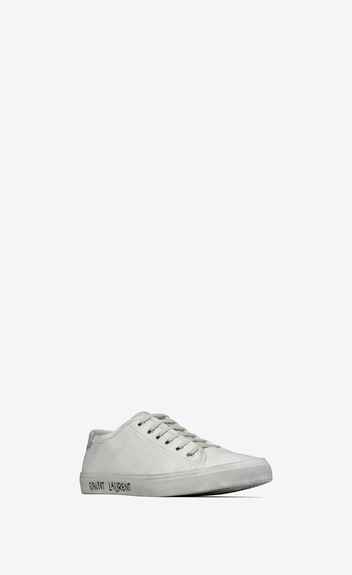 YSL Malibu Sneakers In Canvas And Leather Optic White | SFICH7364