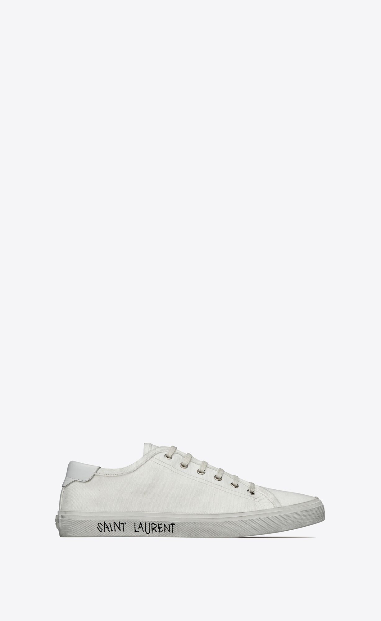 YSL Malibu Sneakers In Canvas And Leather Optic White | SFICH7364