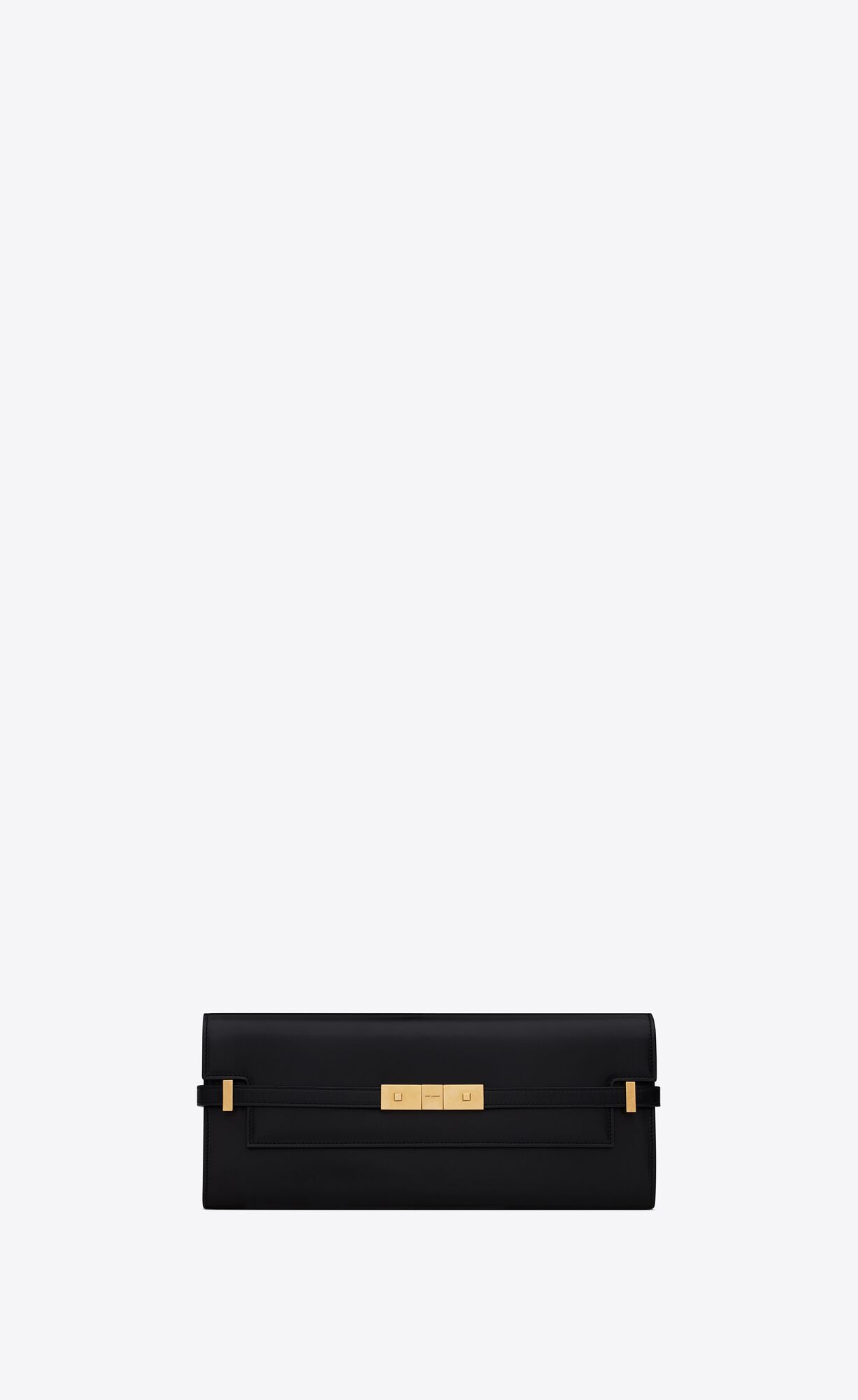 YSL Manhattan Clutch In Box Saint Laurent Leather Noir | TMNJR4901