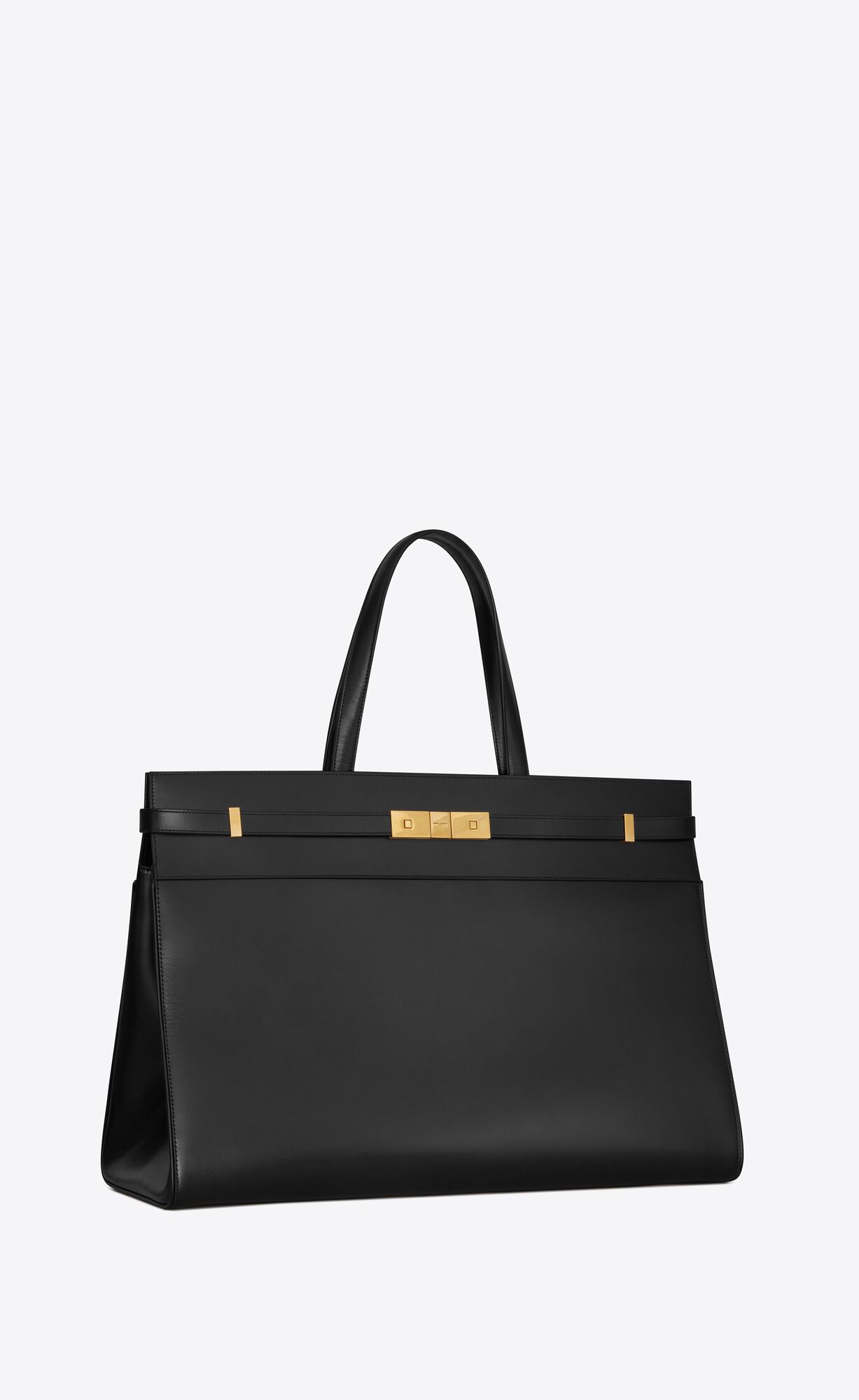 YSL Manhattan Large Shopping Bag In Shiny Leather Black | KYEBI0896