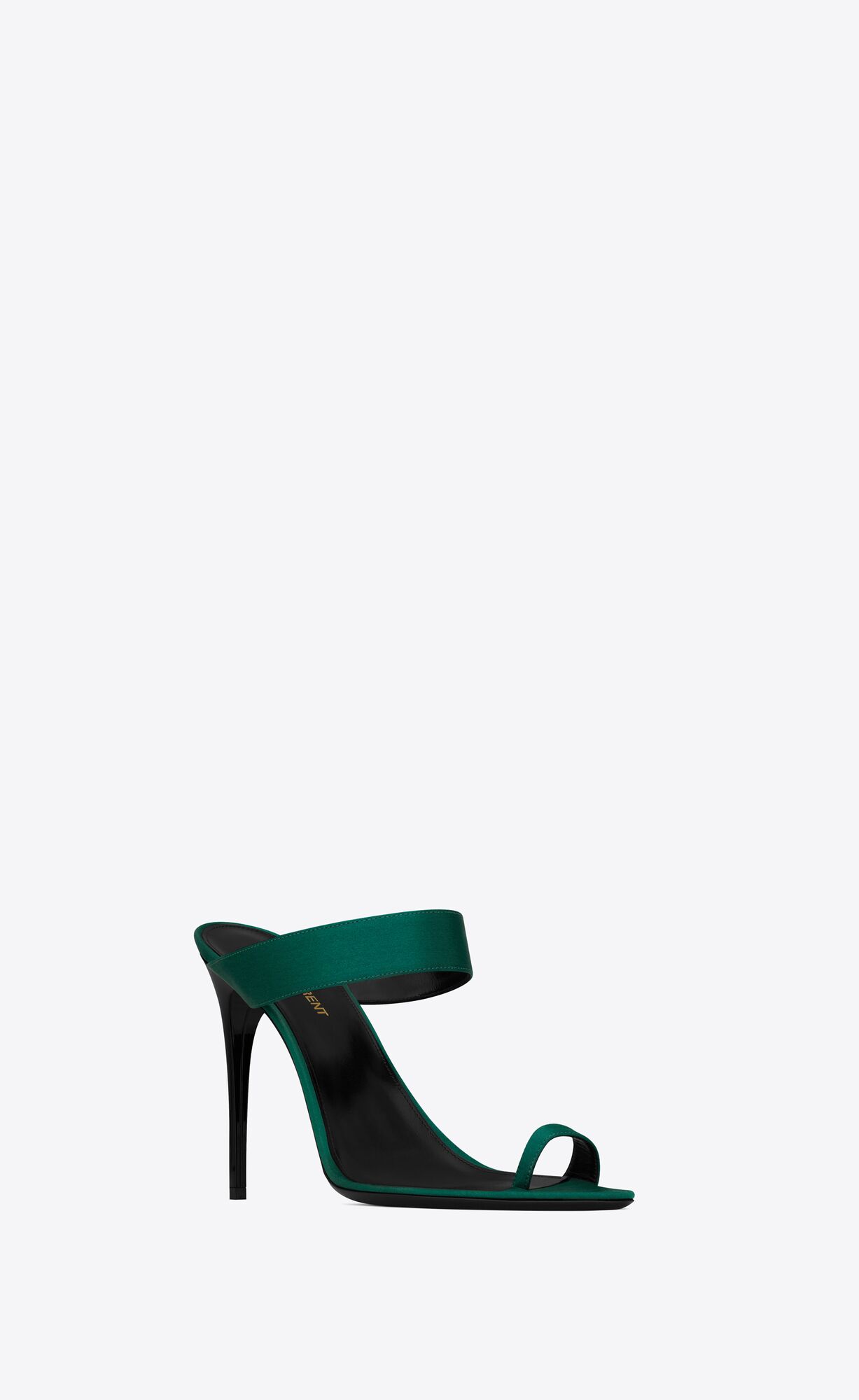 YSL Martha Mules In Crepe Satin Vert Sapin | RXNJU1825