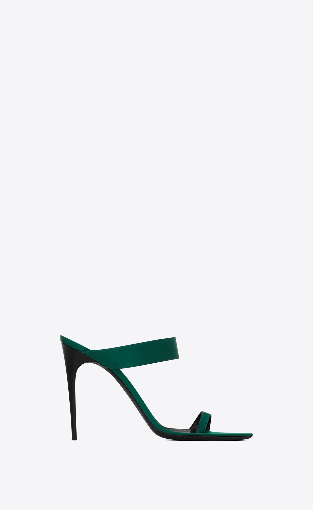 YSL Martha Mules In Crepe Satin Vert Sapin | RXNJU1825