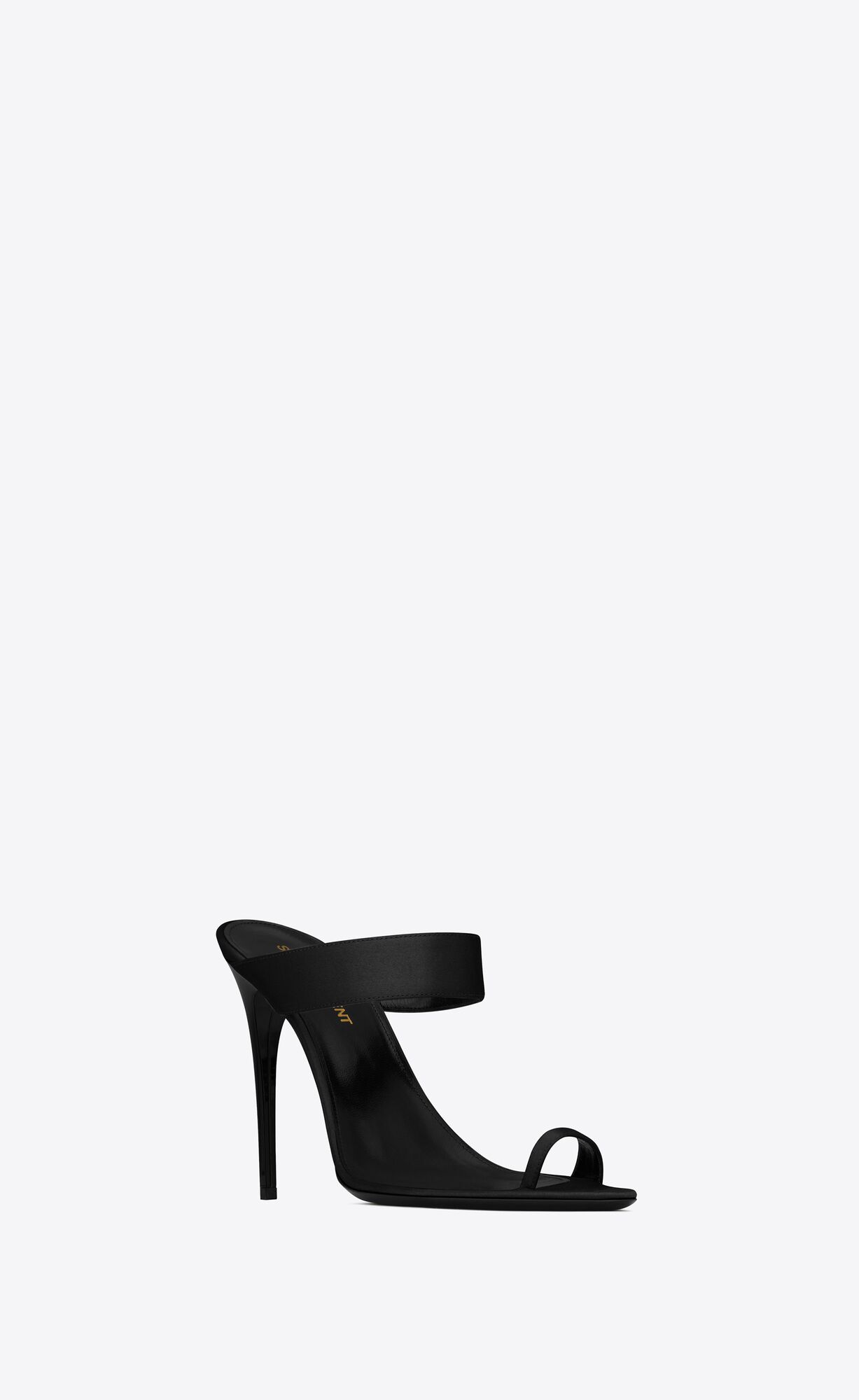 YSL Martha Mules In Silk Satin Black | SCQIN1923