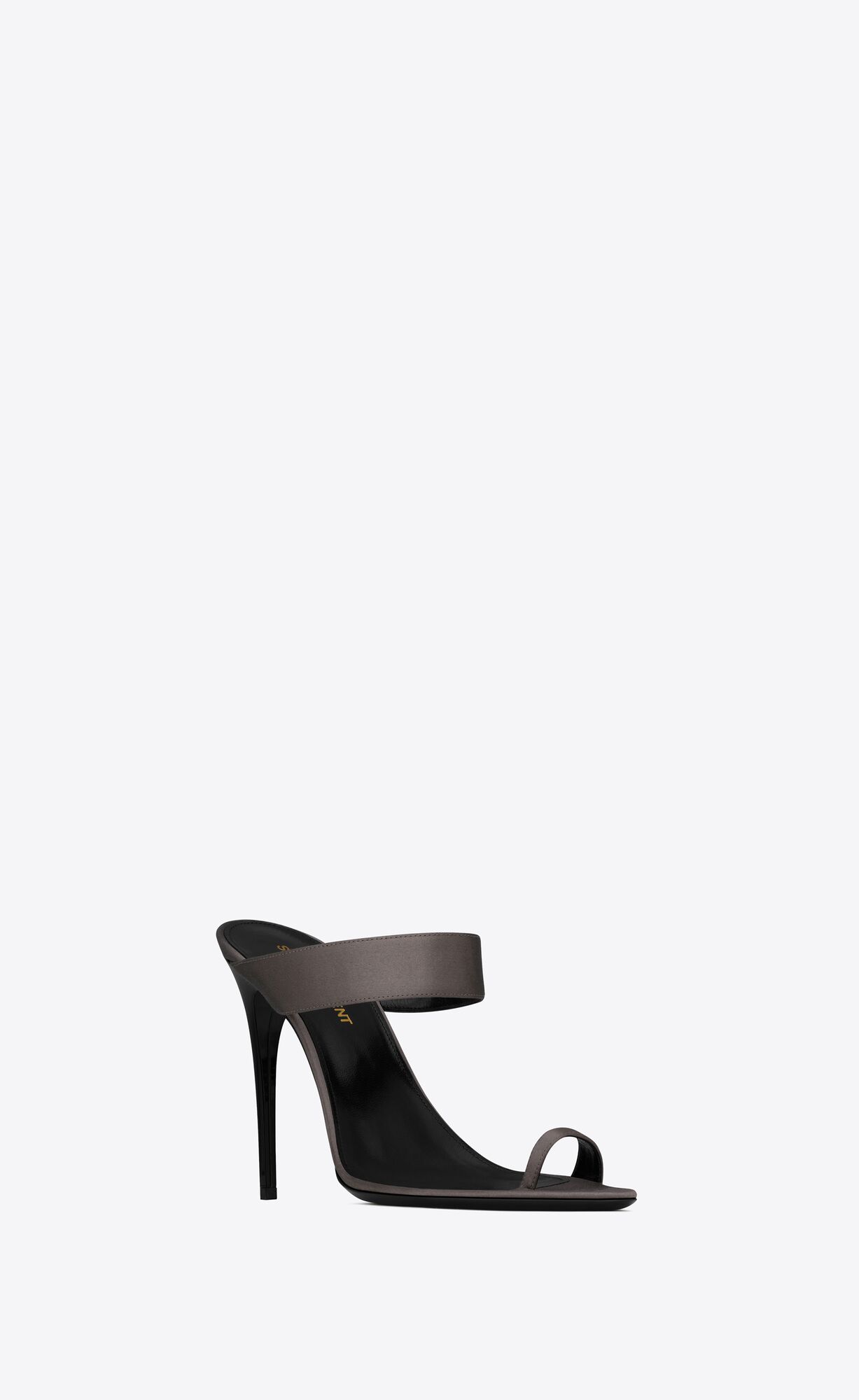 YSL Martha Mules In Silk Satin Storm Grey | FQKAE7631