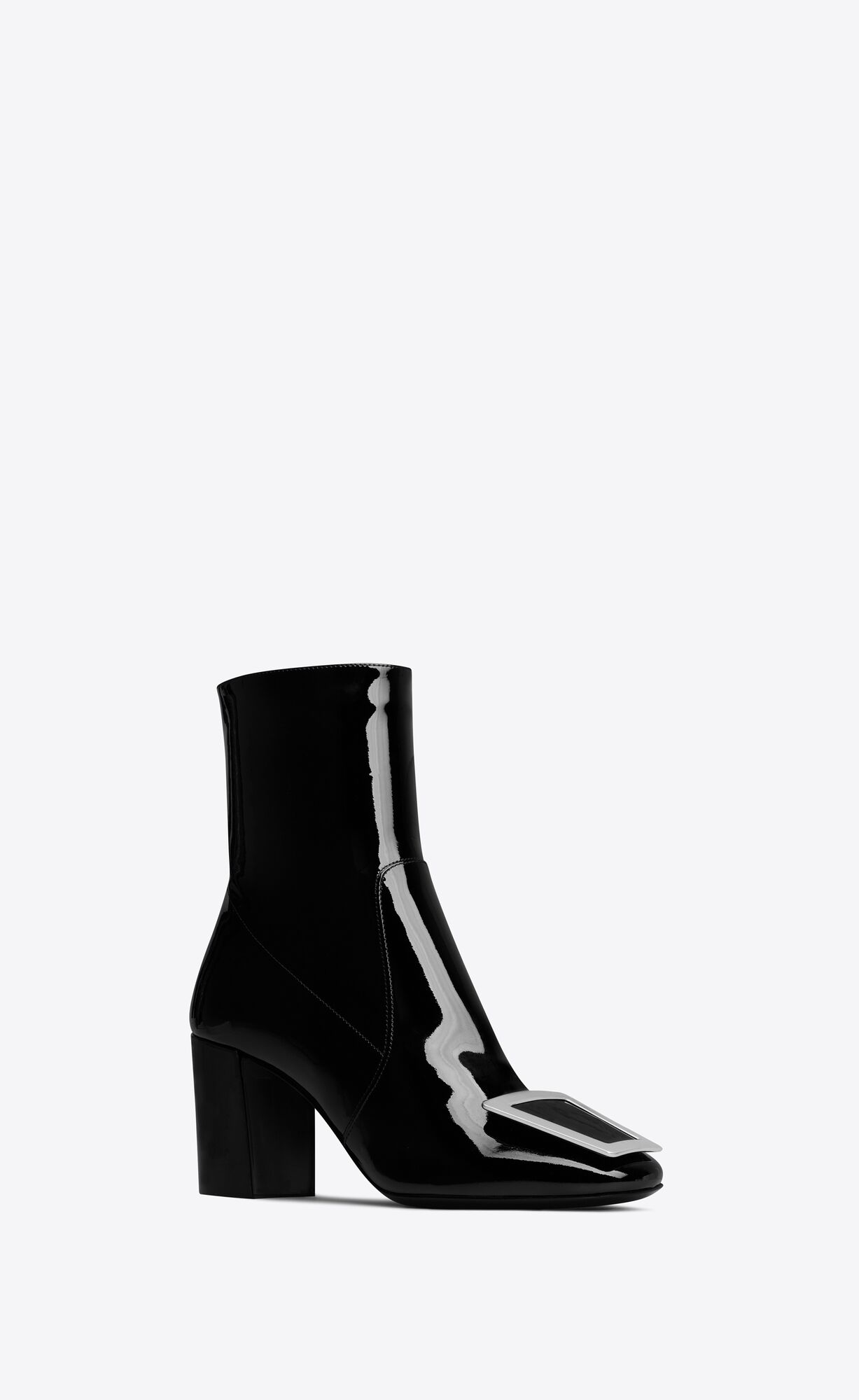 YSL Maxine Booties In Patent Leather Black | CNPTA9346