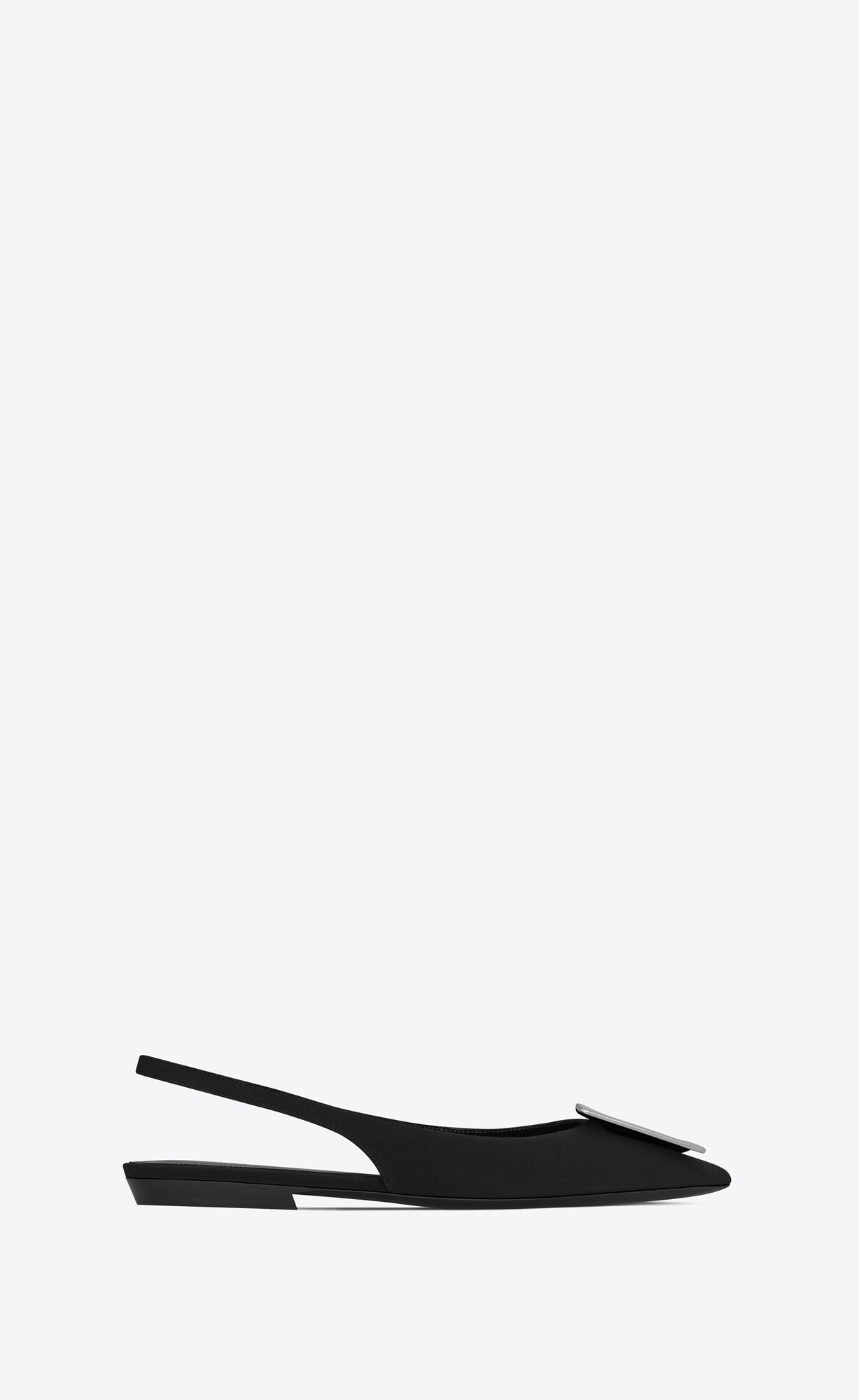 YSL Maxine Slingback Flats In Crepe De Chine Black | WLVAO3482