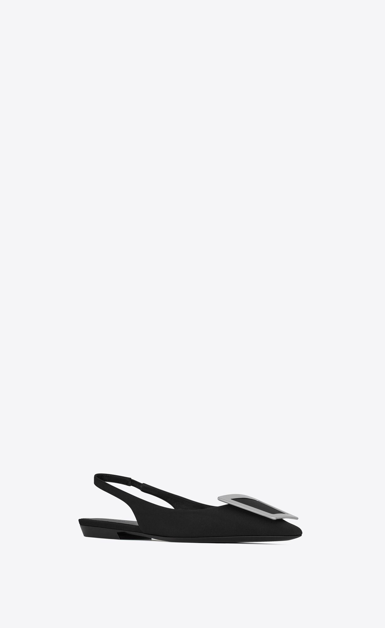 YSL Maxine Slingback Flats In Crepe De Chine Black | WLVAO3482