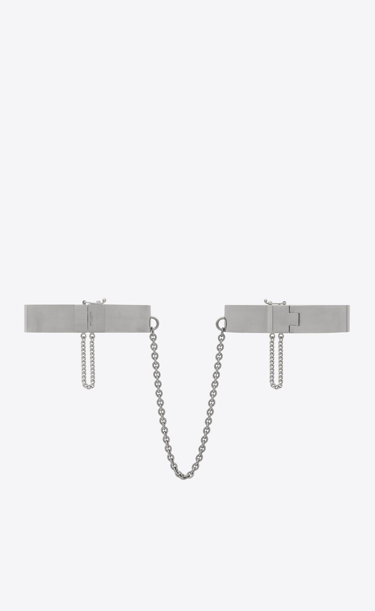 YSL Medium Double Handcuff Bracelets In Metal Palladium | LXPQR0486