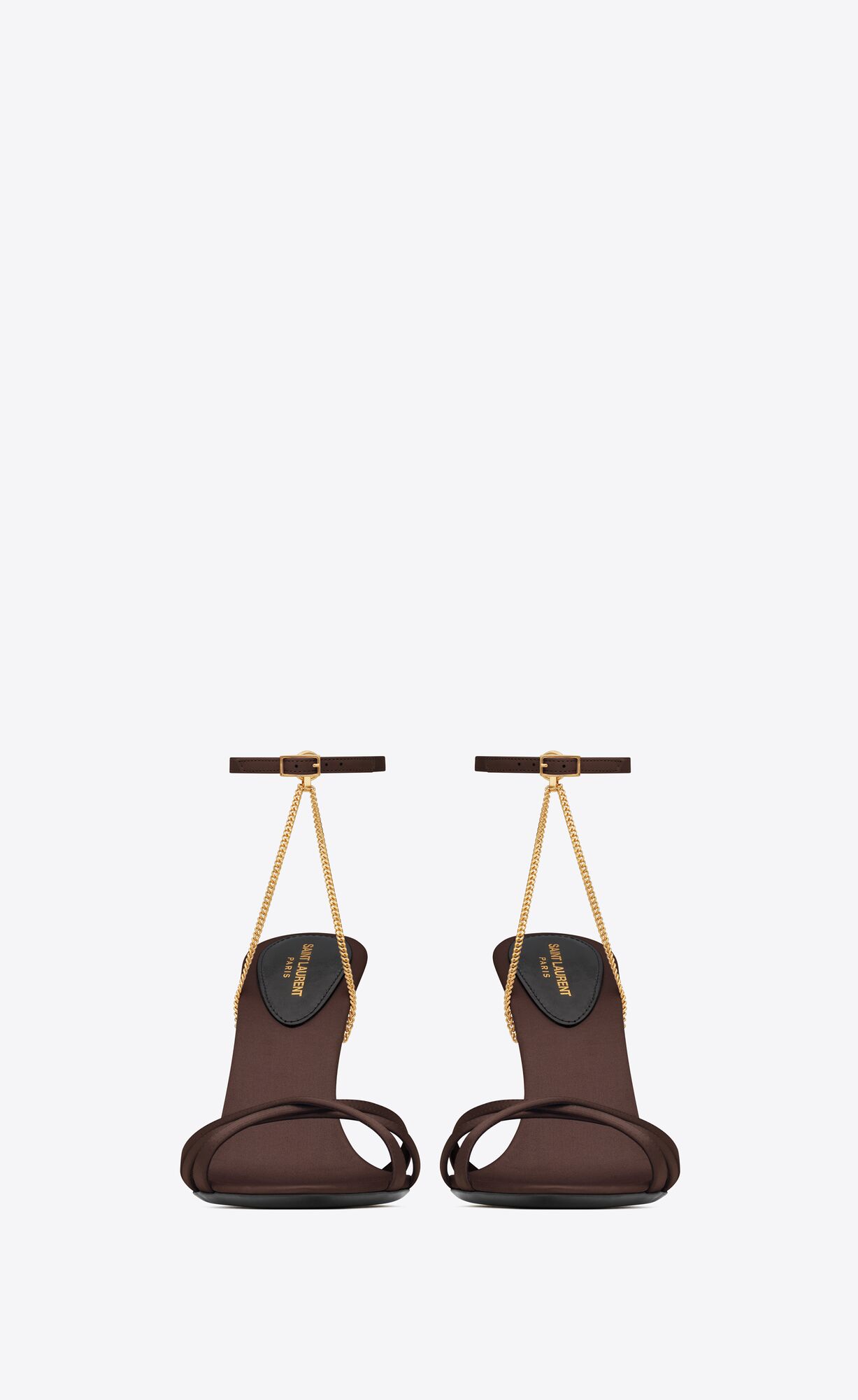 YSL Melody Sandals In Crepe Satin Dark Chocolate | MEVJB6819