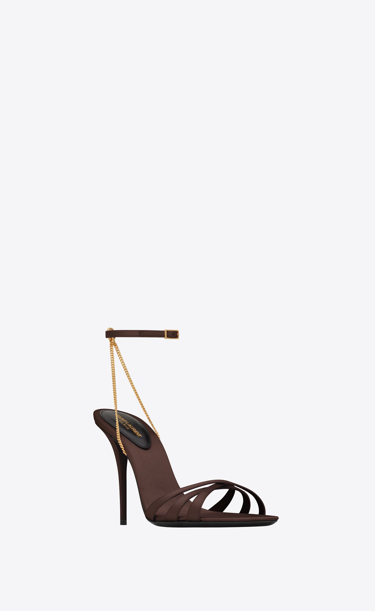 YSL Melody Sandals In Crepe Satin Dark Chocolate | MEVJB6819