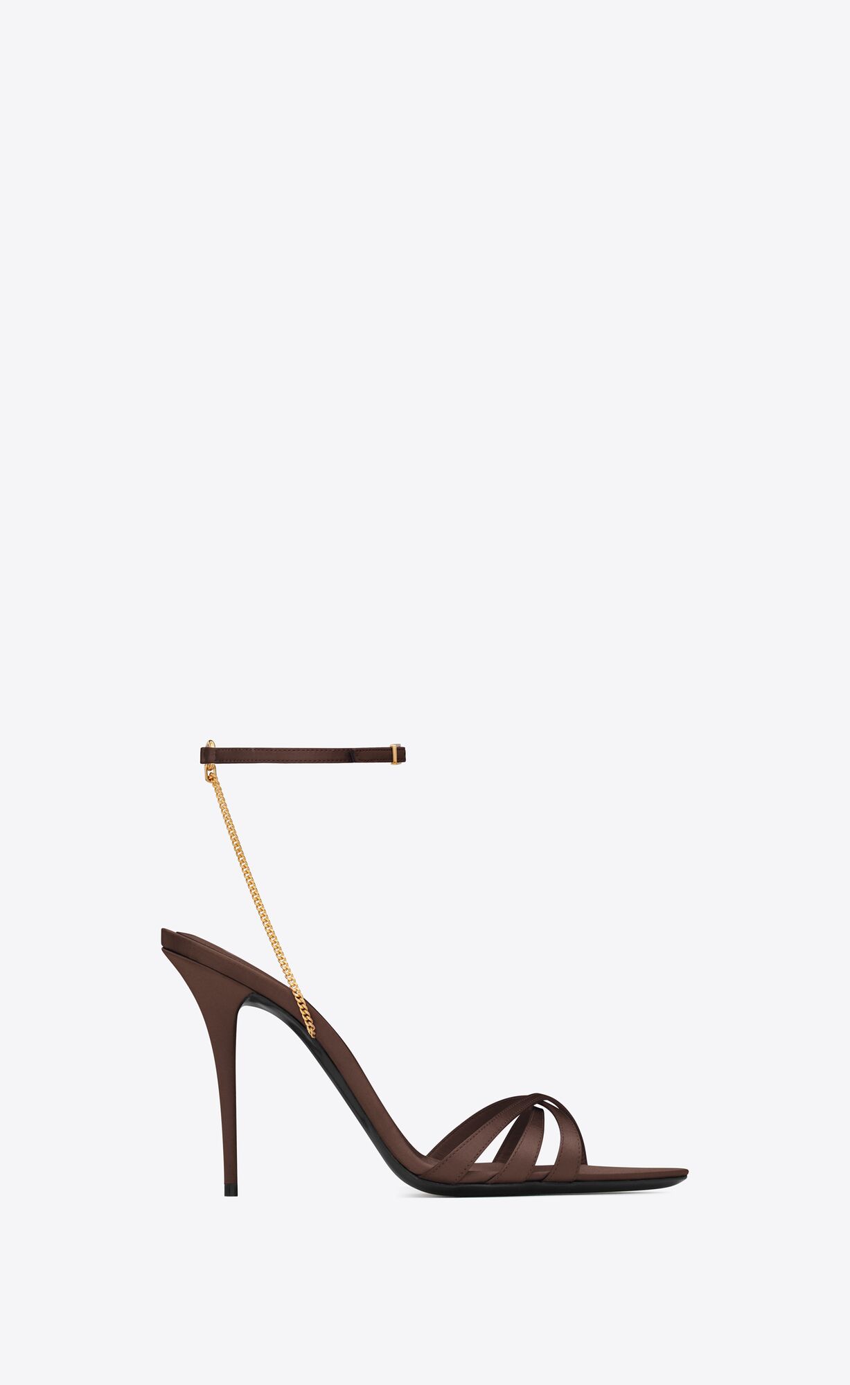 YSL Melody Sandals In Crepe Satin Dark Chocolate | MEVJB6819