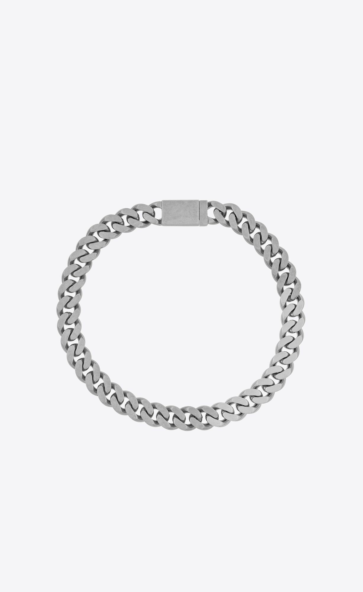 YSL Metal Curb Chain Necklace Oxidized Silver | KRVSB6389