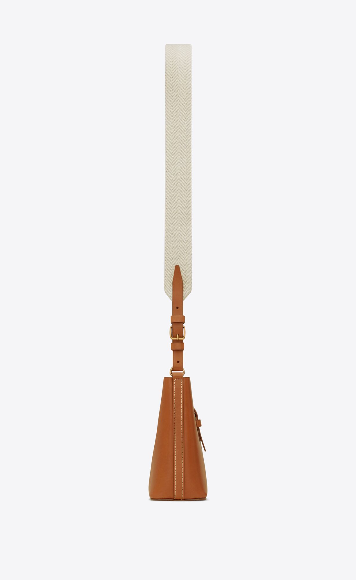 YSL Mini Bucket Bag In Vegetable-tanned Leather Chestnut And Blanc Vintage | FRELJ2096