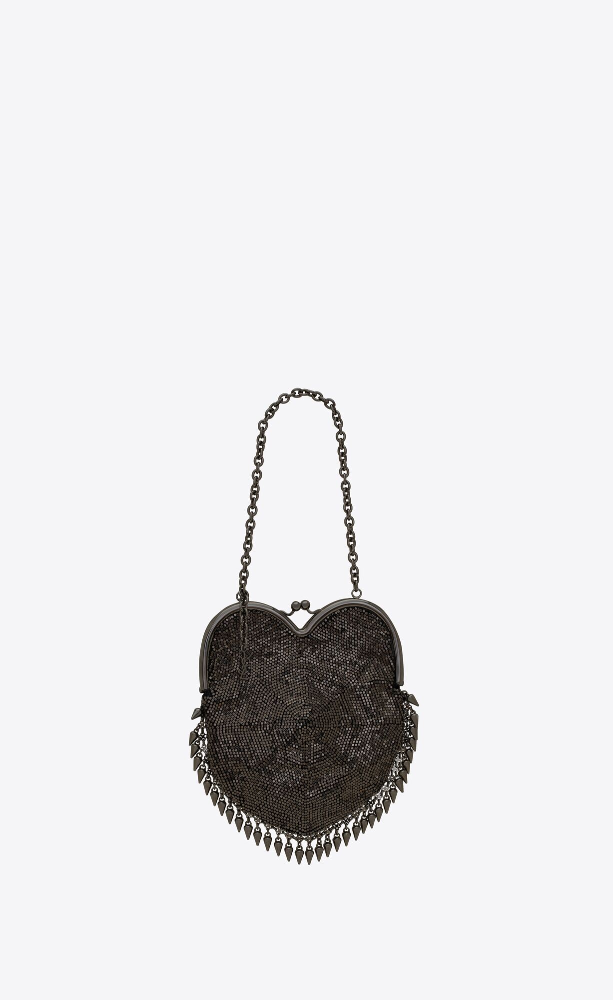 YSL Mini Heart Bag In Metal Mesh Dark Rutenio | NOVXZ2645