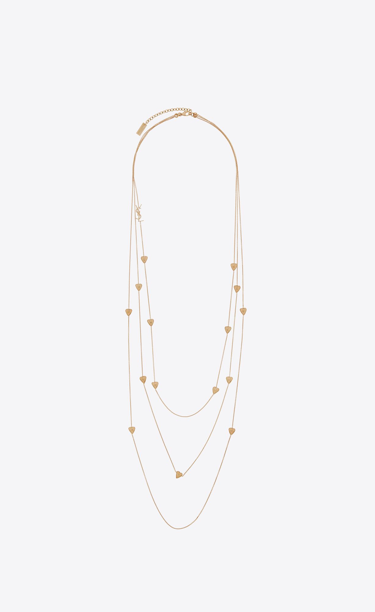 YSL Mini Heart Three-row Necklace In Metal Aged Gold | JLMBY4132