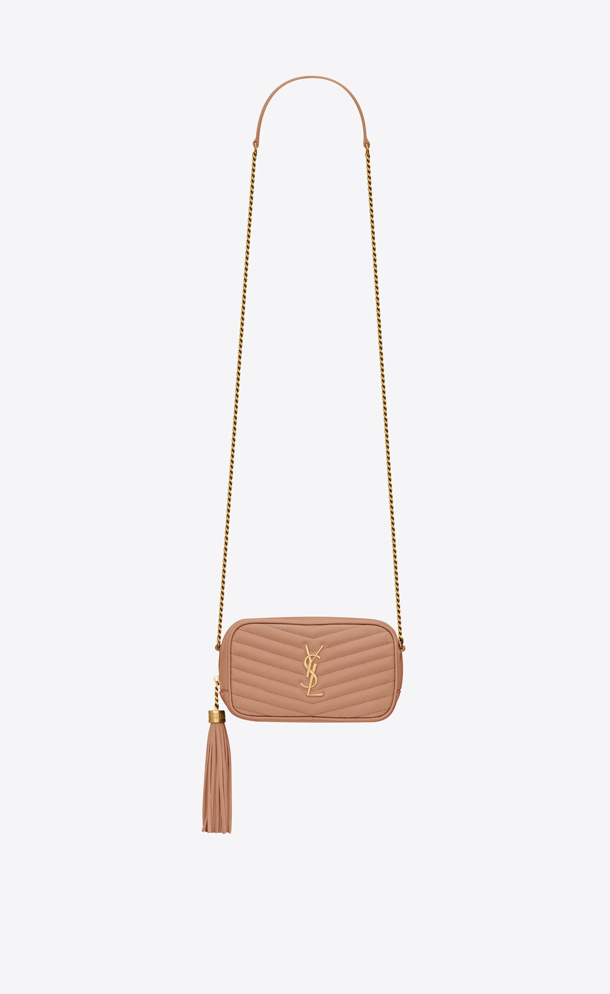 YSL Mini Lou Mini Bag In Quilted Grain De Poudre Embossed Leather Vintage Peach | VIBAE5701