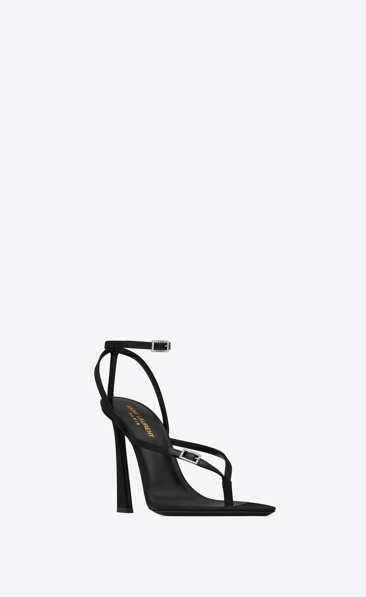 YSL Nadja Sandals In Crepe Satin Black | TORSK5396