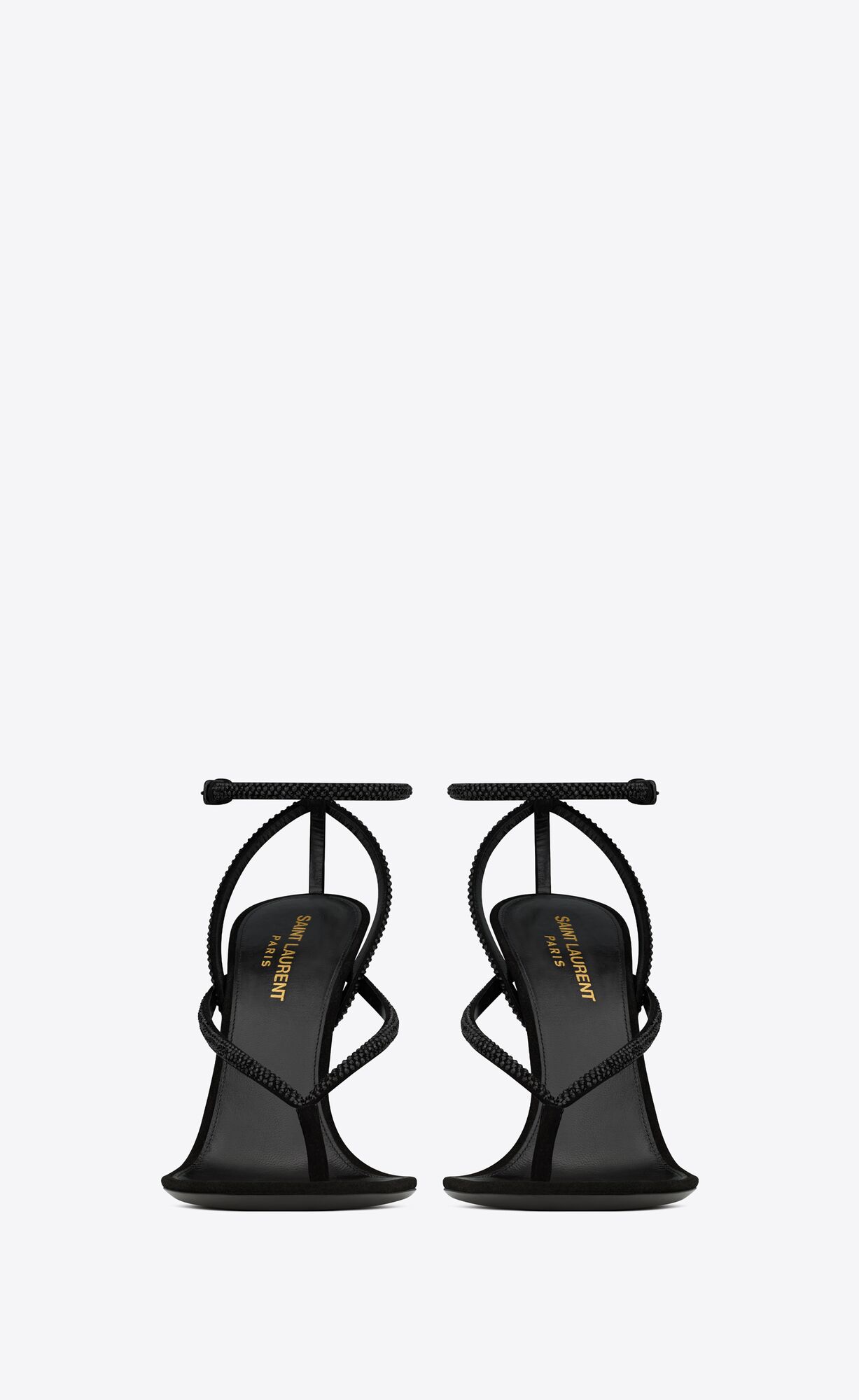 YSL Nadja Sandals In Suede And Rhinestones Black | CJZFA3214