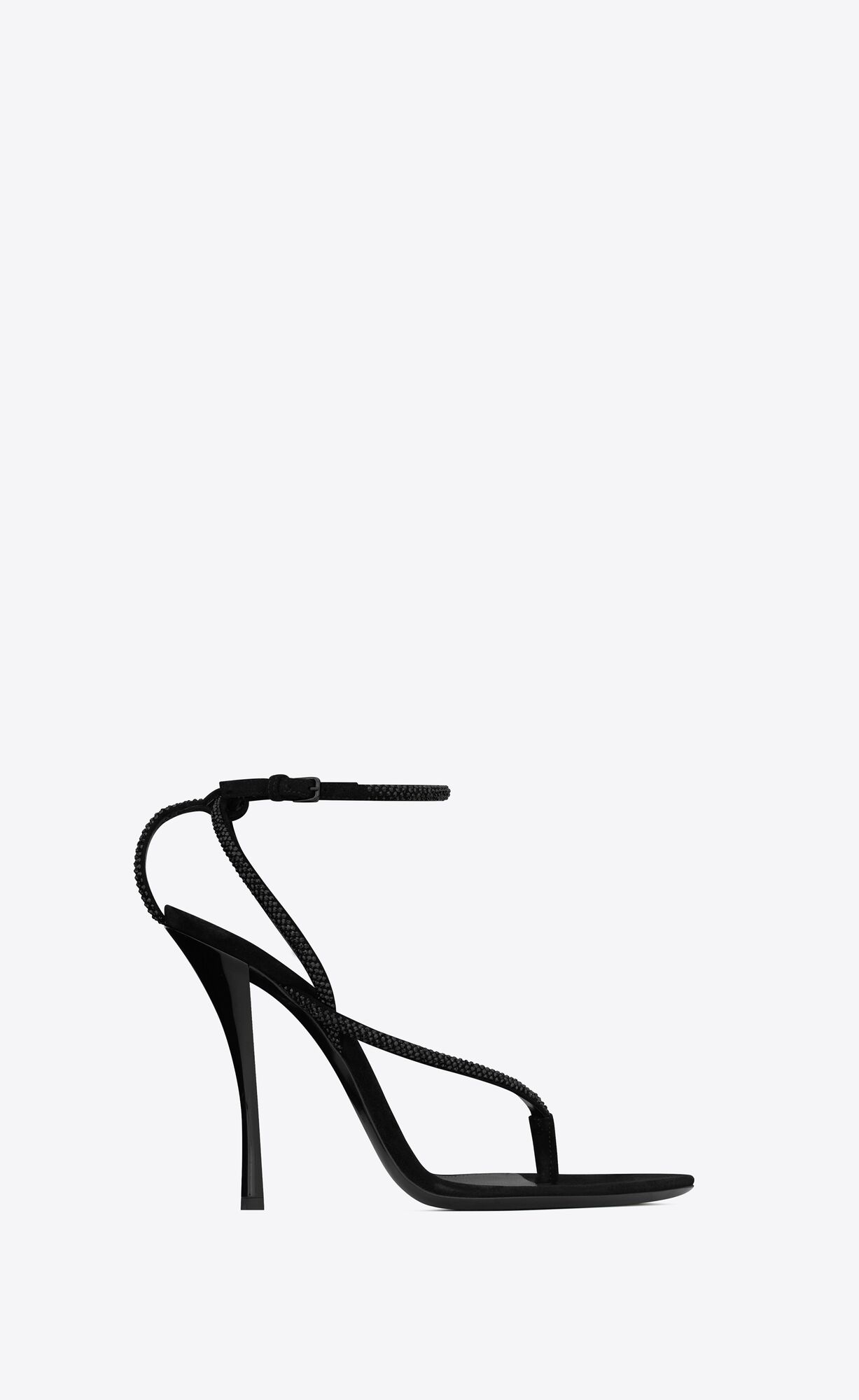 YSL Nadja Sandals In Suede And Rhinestones Black | CJZFA3214