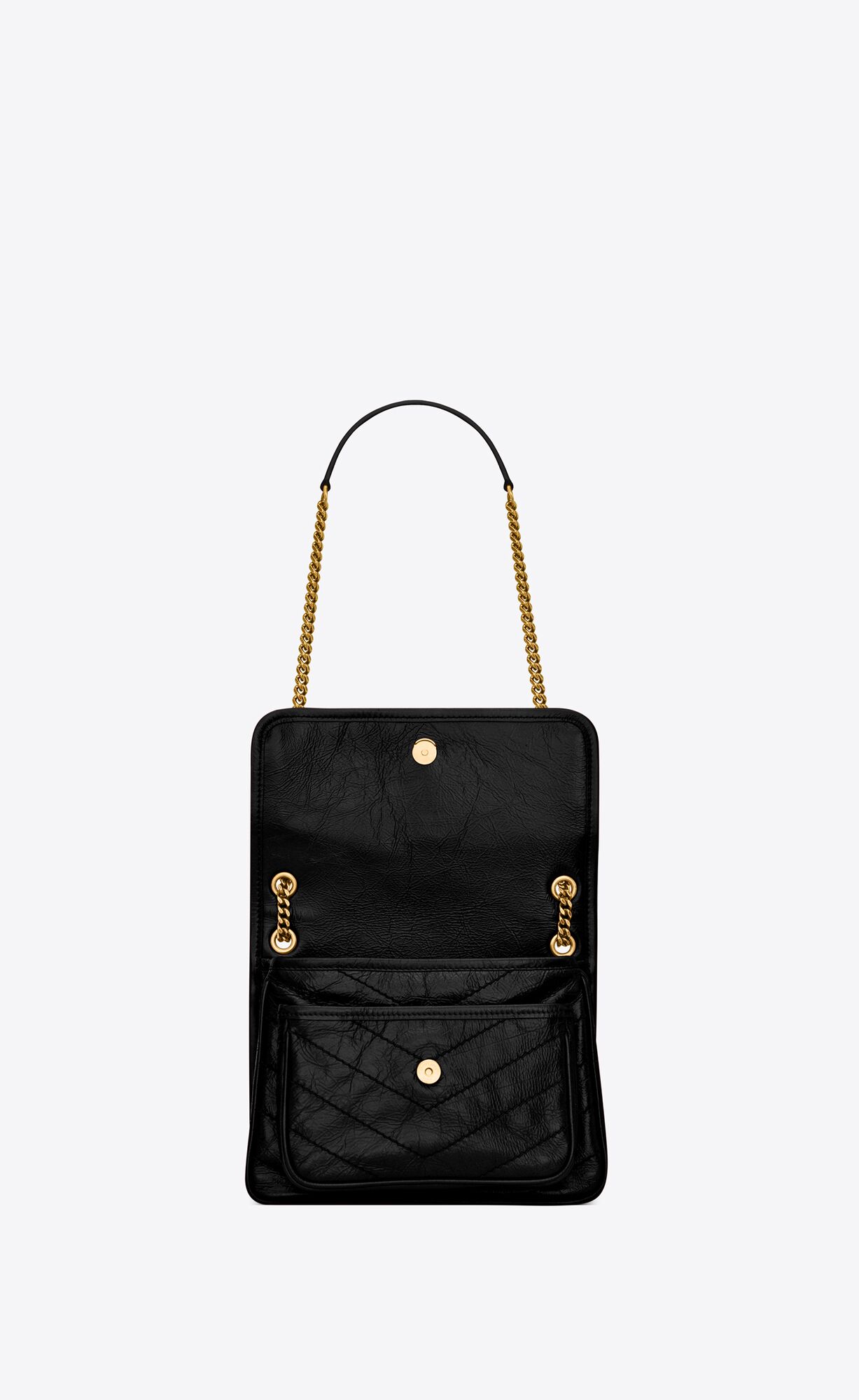 YSL Niki Baby Chain Bag In Crinkled Vintage Leather Noir | PCZGO4685