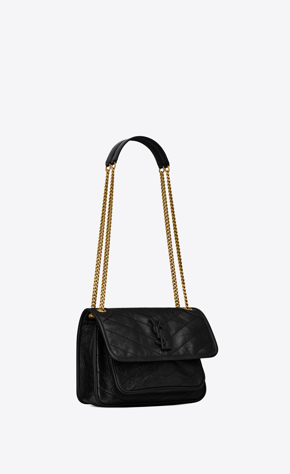 YSL Niki Baby Chain Bag In Crinkled Vintage Leather Noir | PCZGO4685