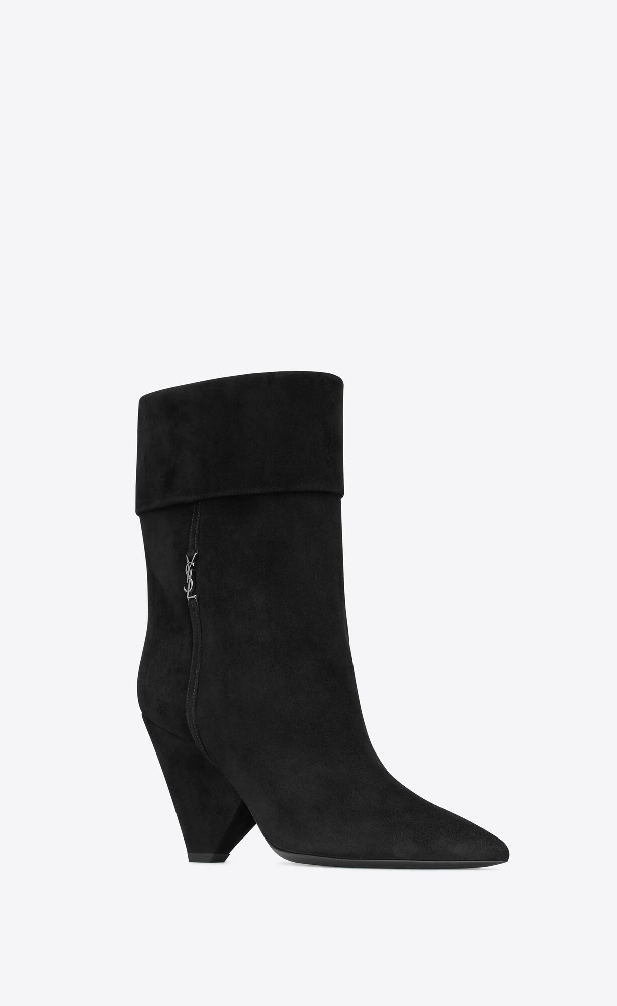 YSL Niki Booties In Suede Noir | WZSYG7318