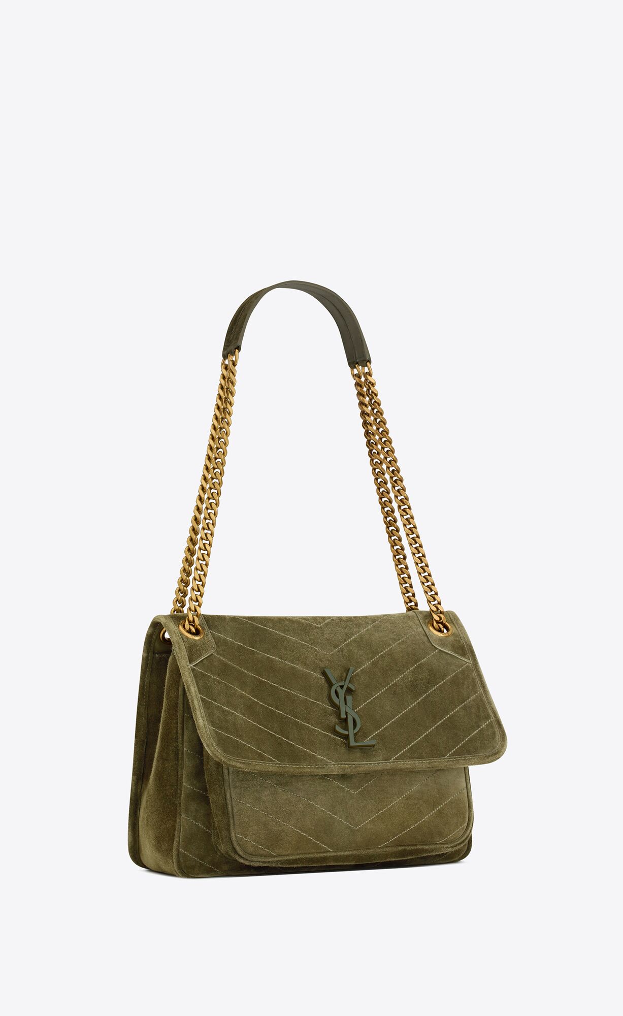 YSL Niki Medium In Suede Loden Green | NBDQC8421